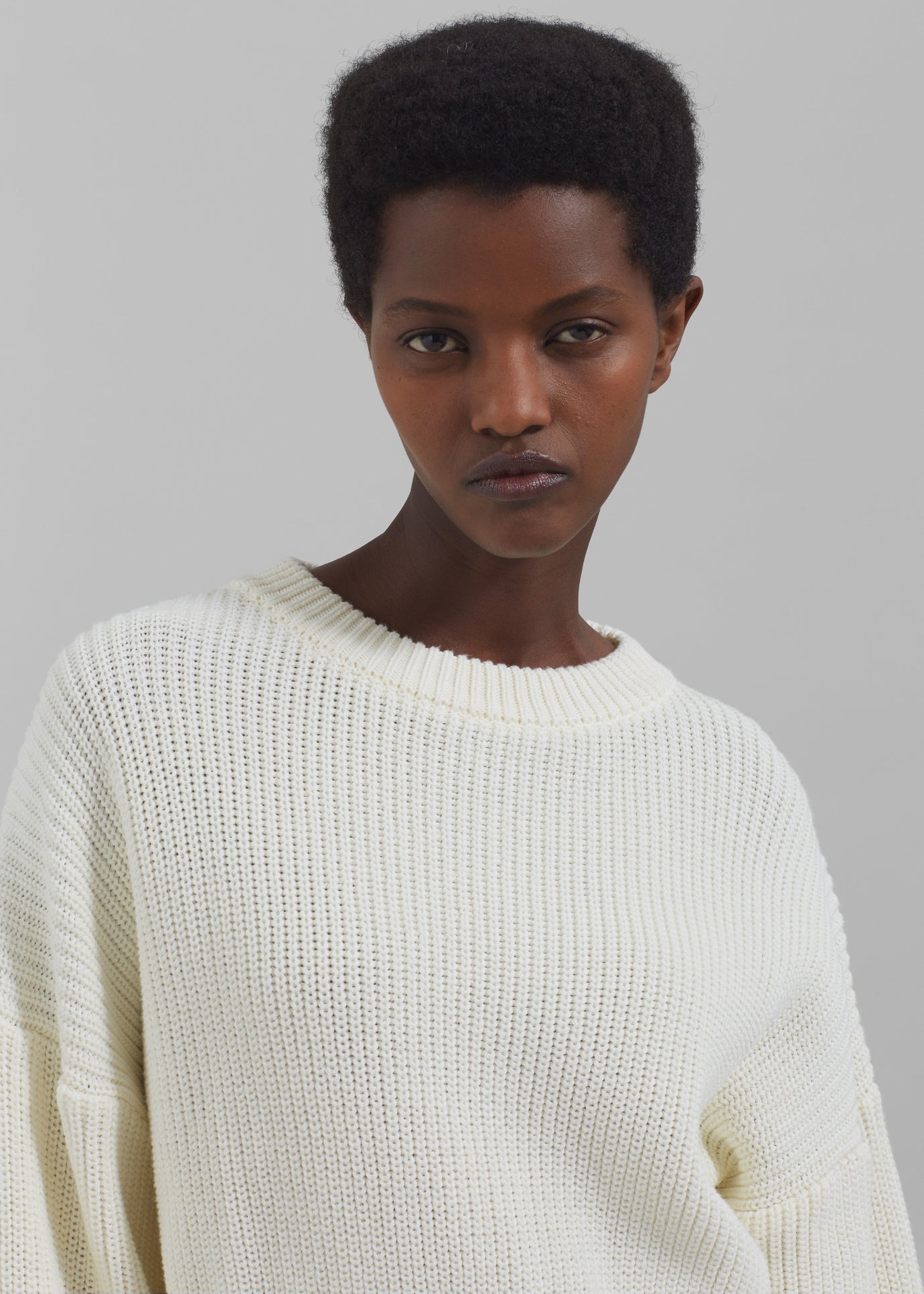 Teague Cropped Sweater - White - 1