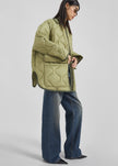 Teddy Quilted Jacket - Moss Green