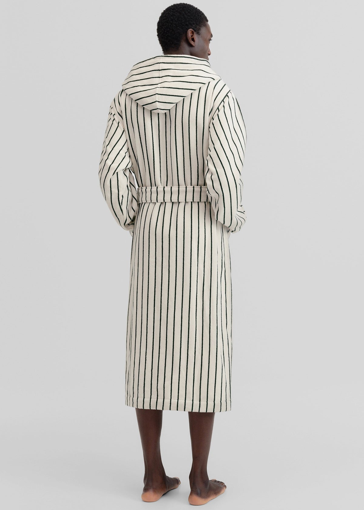Tekla Hooded Bathrobe - Racing Green Stripes - 10