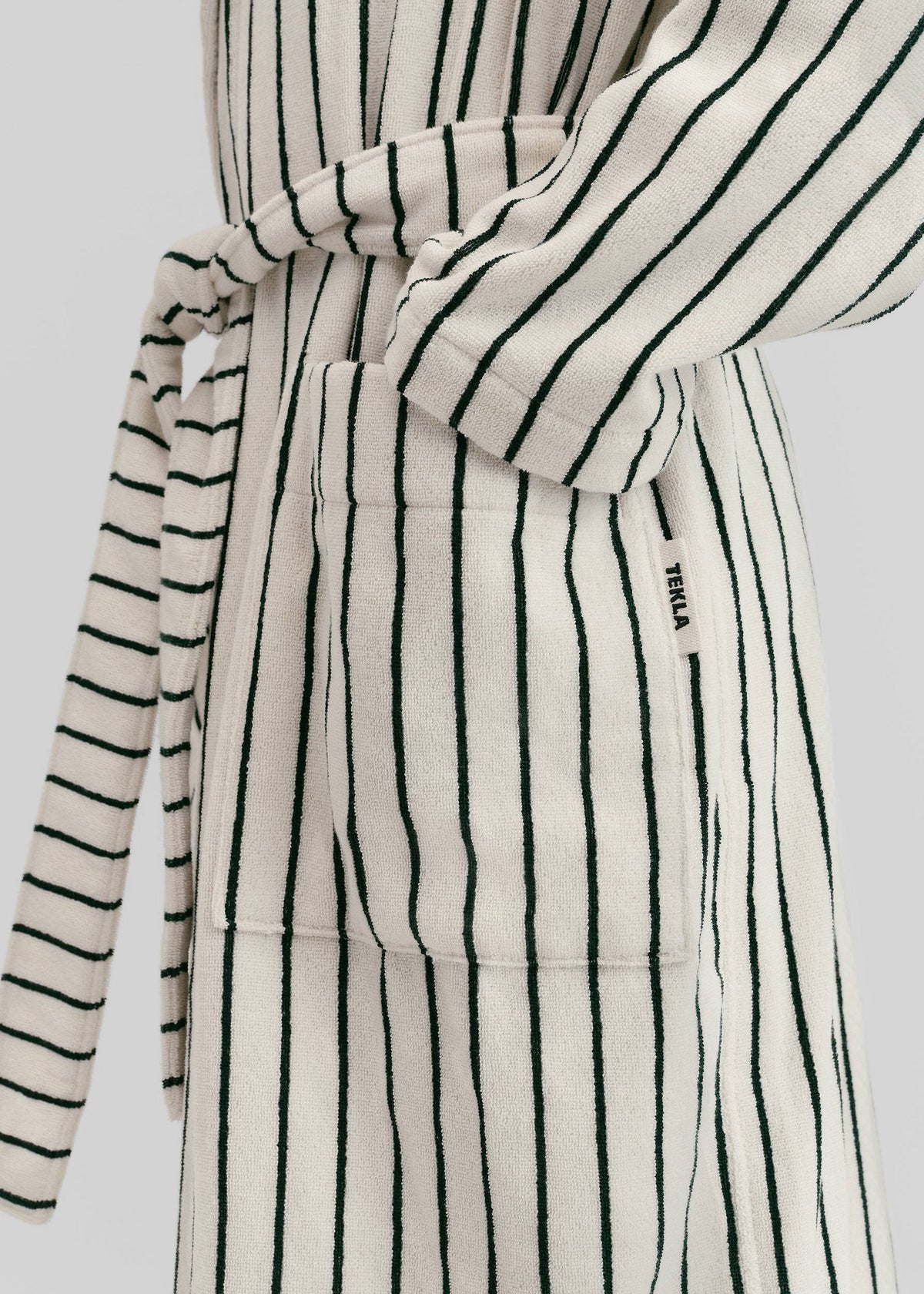 Tekla Hooded Bathrobe - Racing Green Stripes - 2