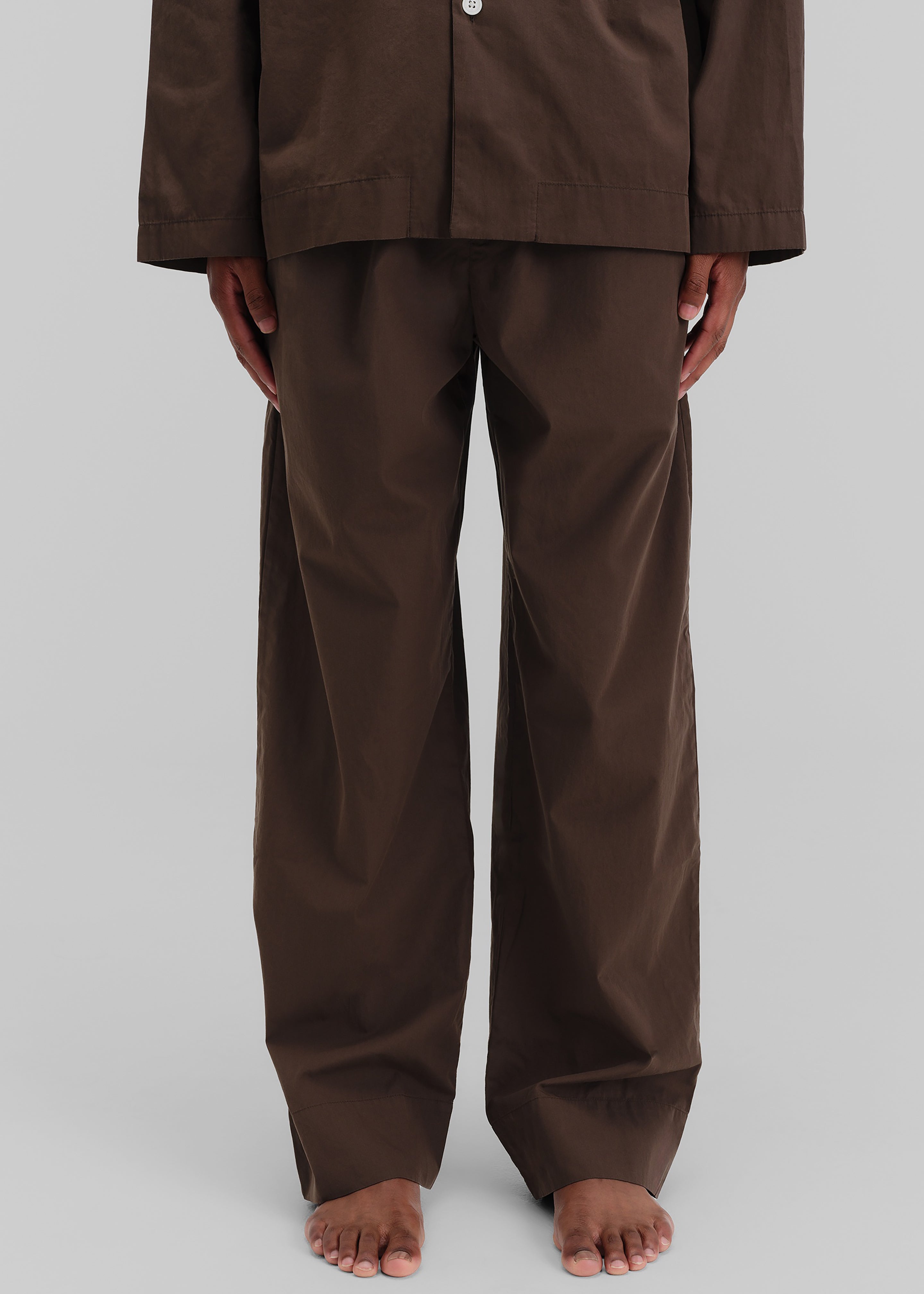Tekla Poplin Pyjama Pants - Coffee - 1