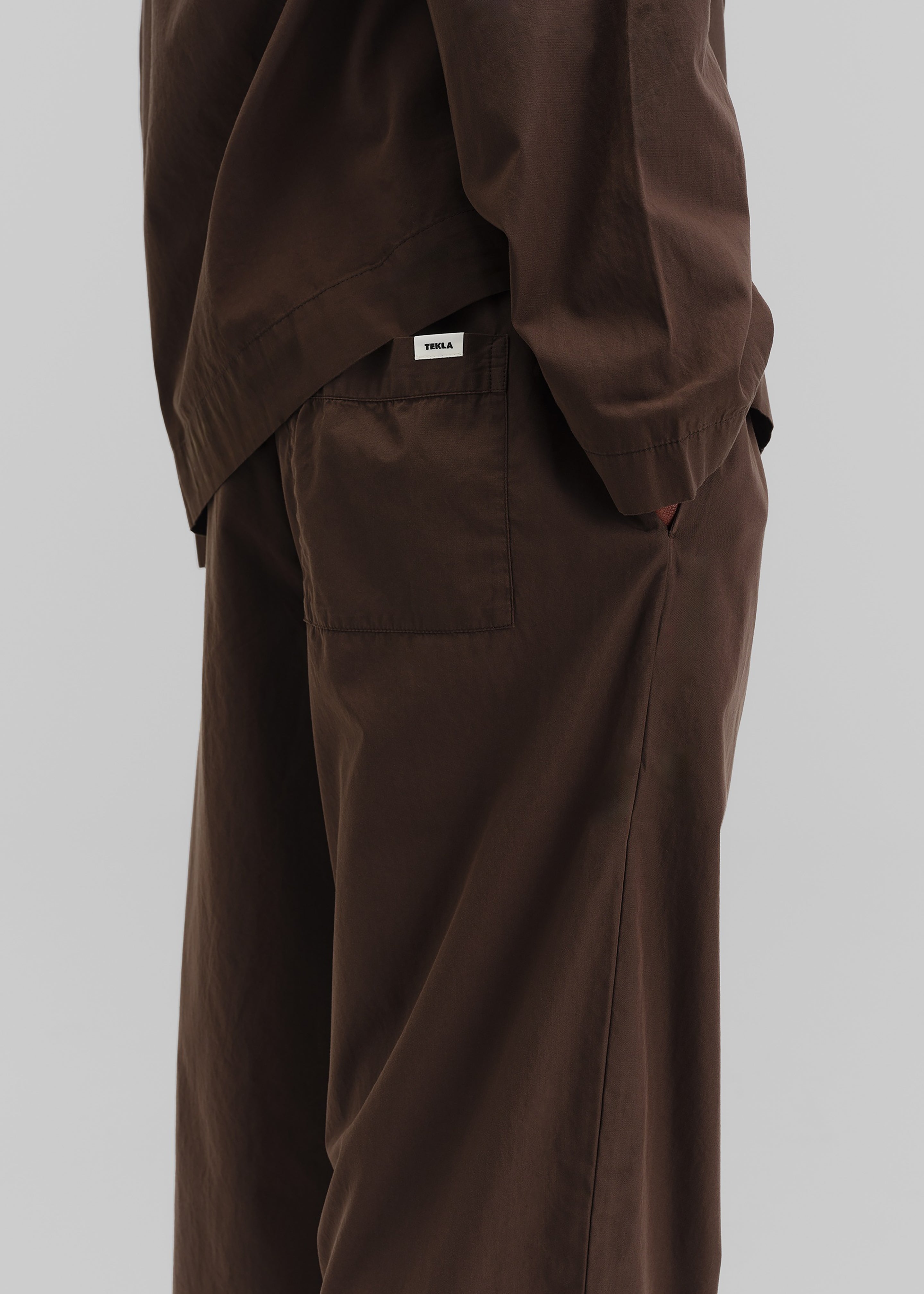Tekla Poplin Pyjama Pants - Coffee - 2