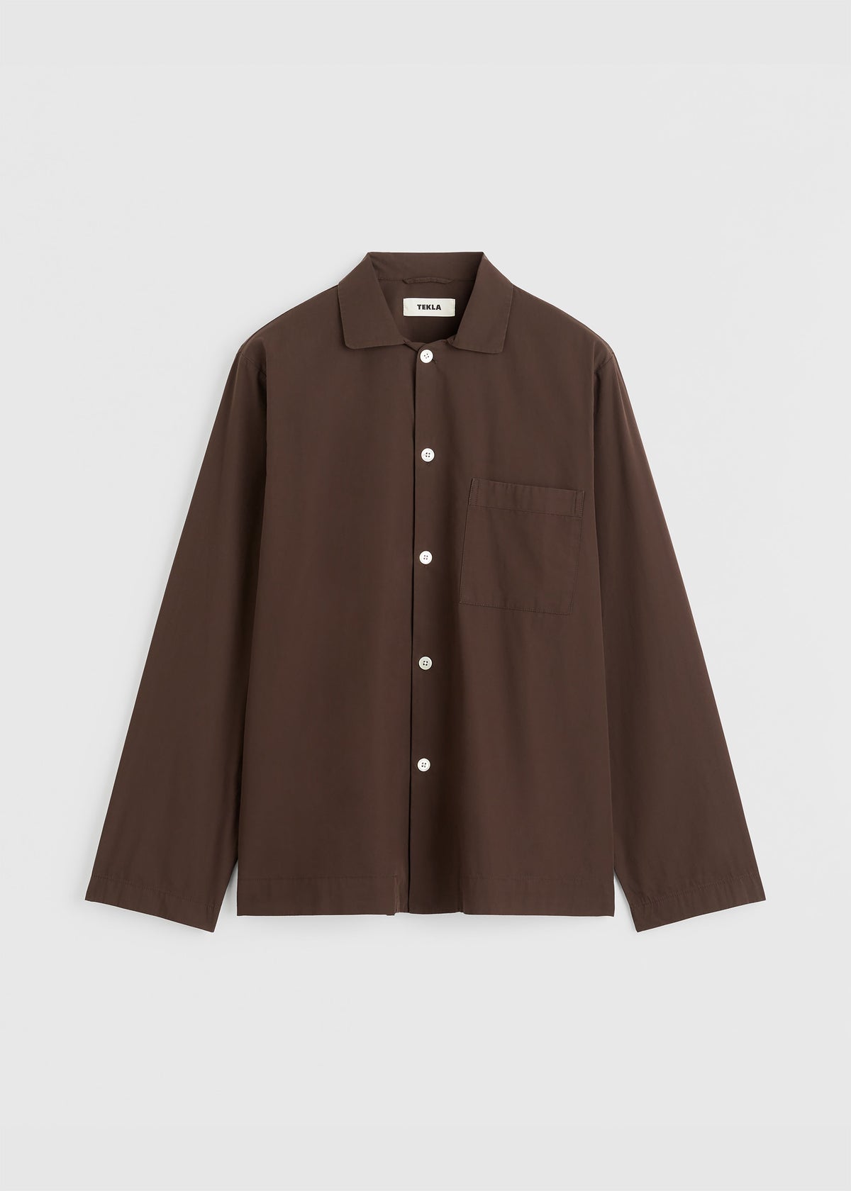 Tekla Poplin Pyjama Shirt - Coffee - 10