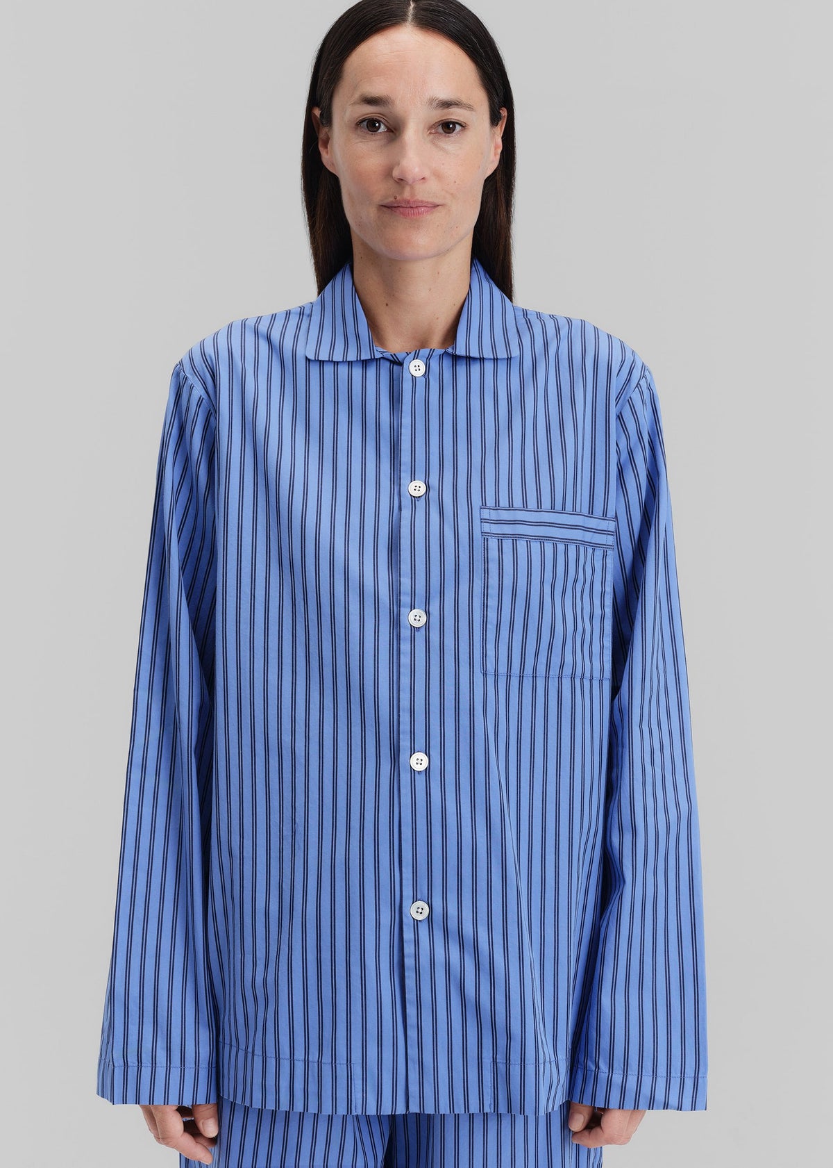 Tekla Poplin Pyjama Shirt - Boro Stripes - 4