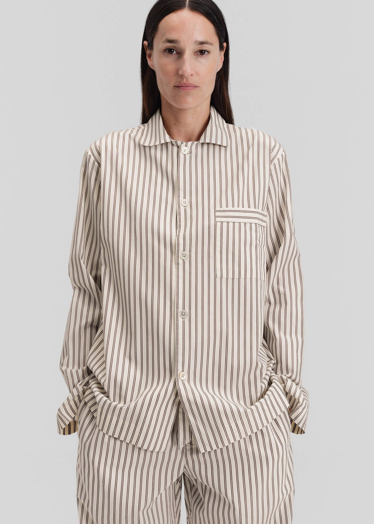 Tekla Poplin Pyjama Shirt - Hopper Stripes - 1