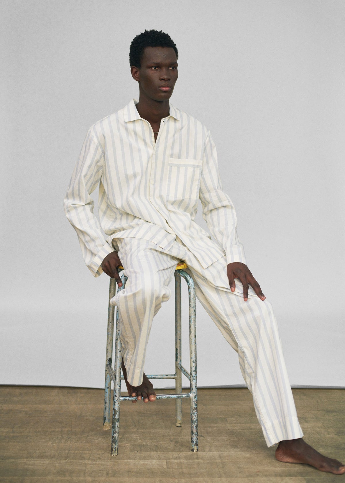 Tekla Poplin Pyjama Shirt - Needle Stripes - 8