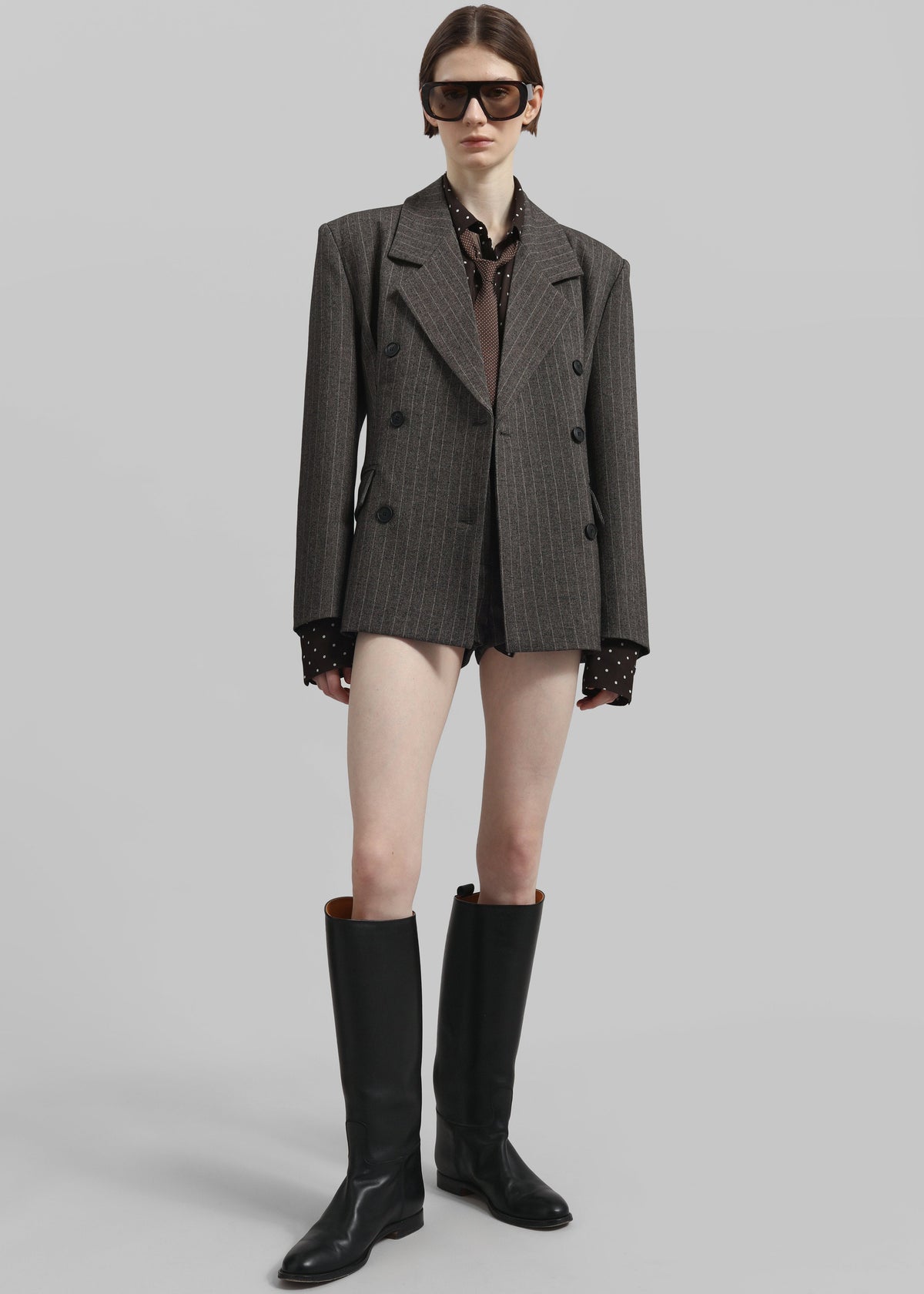 Tenby Striped Cinched Blazer - Brown Melange - 5