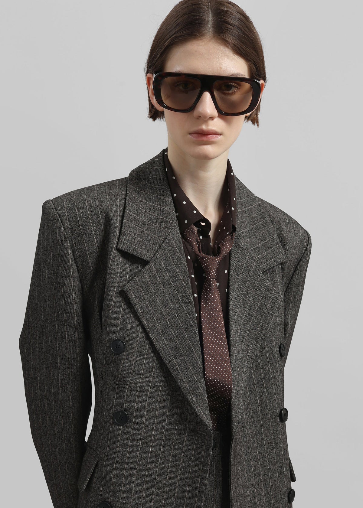 Tenby Striped Cinched Blazer - Brown Melange - 3