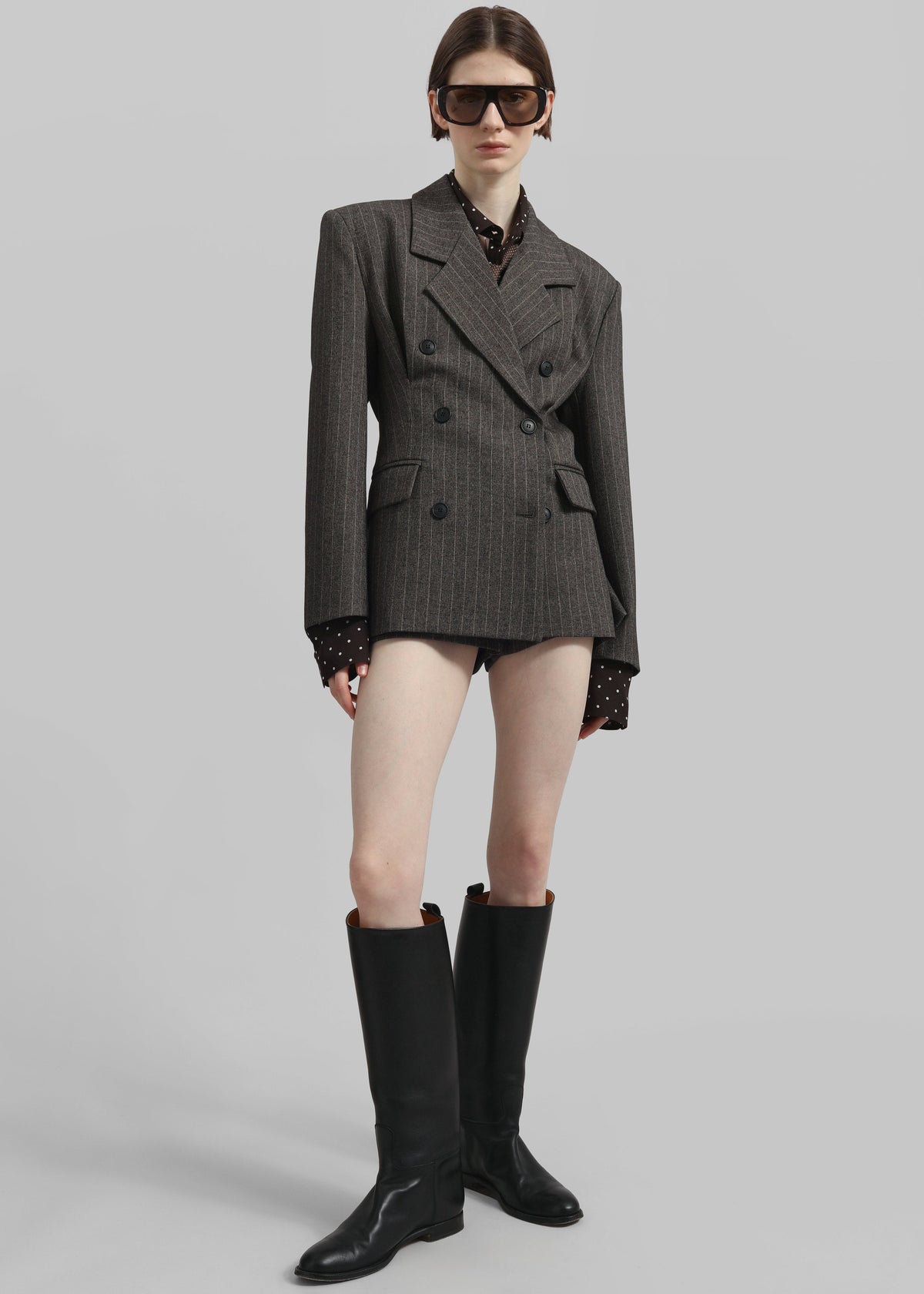 Tenby Striped Cinched Blazer - Brown Melange - 7