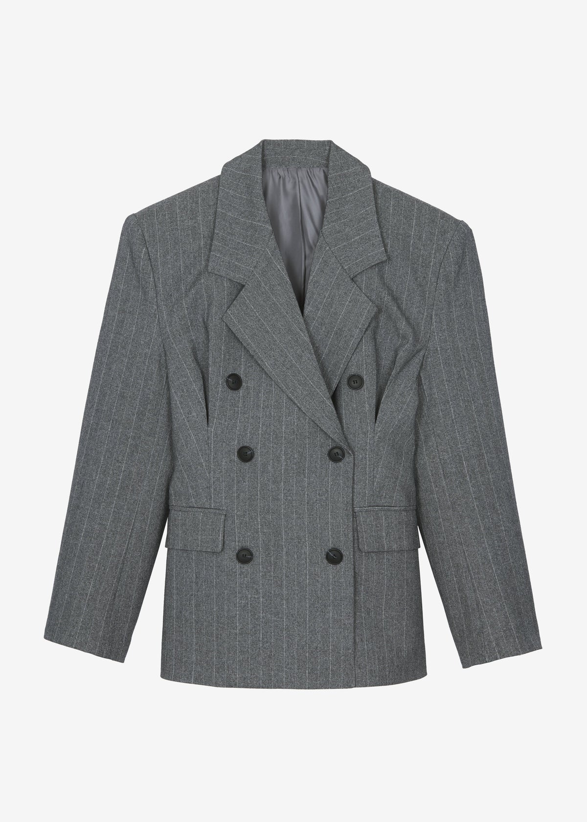 Tenby Striped Cinched Blazer - Grey Melange - 9