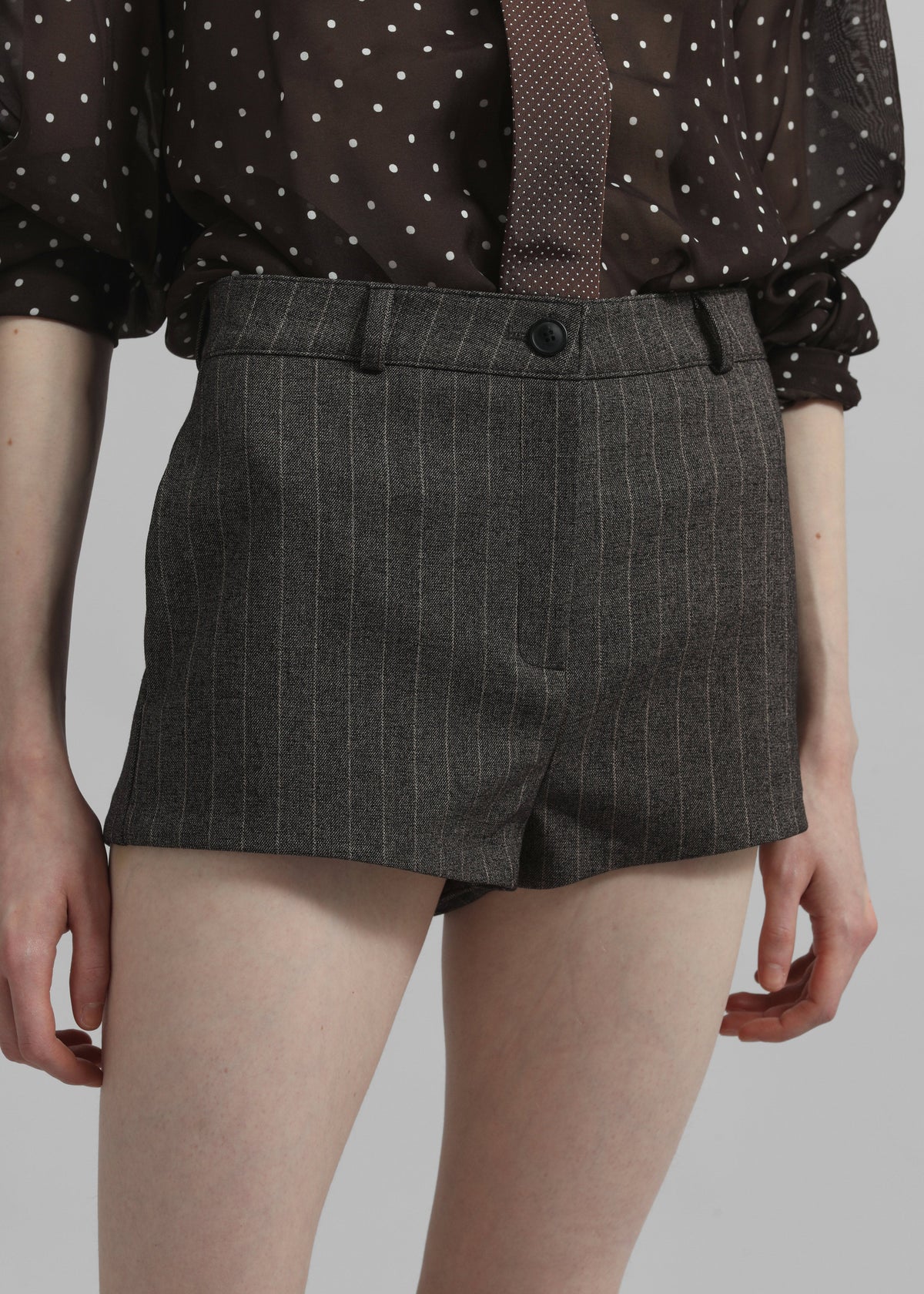 Tenby Striped Hot Pants - Brown Melange - 2