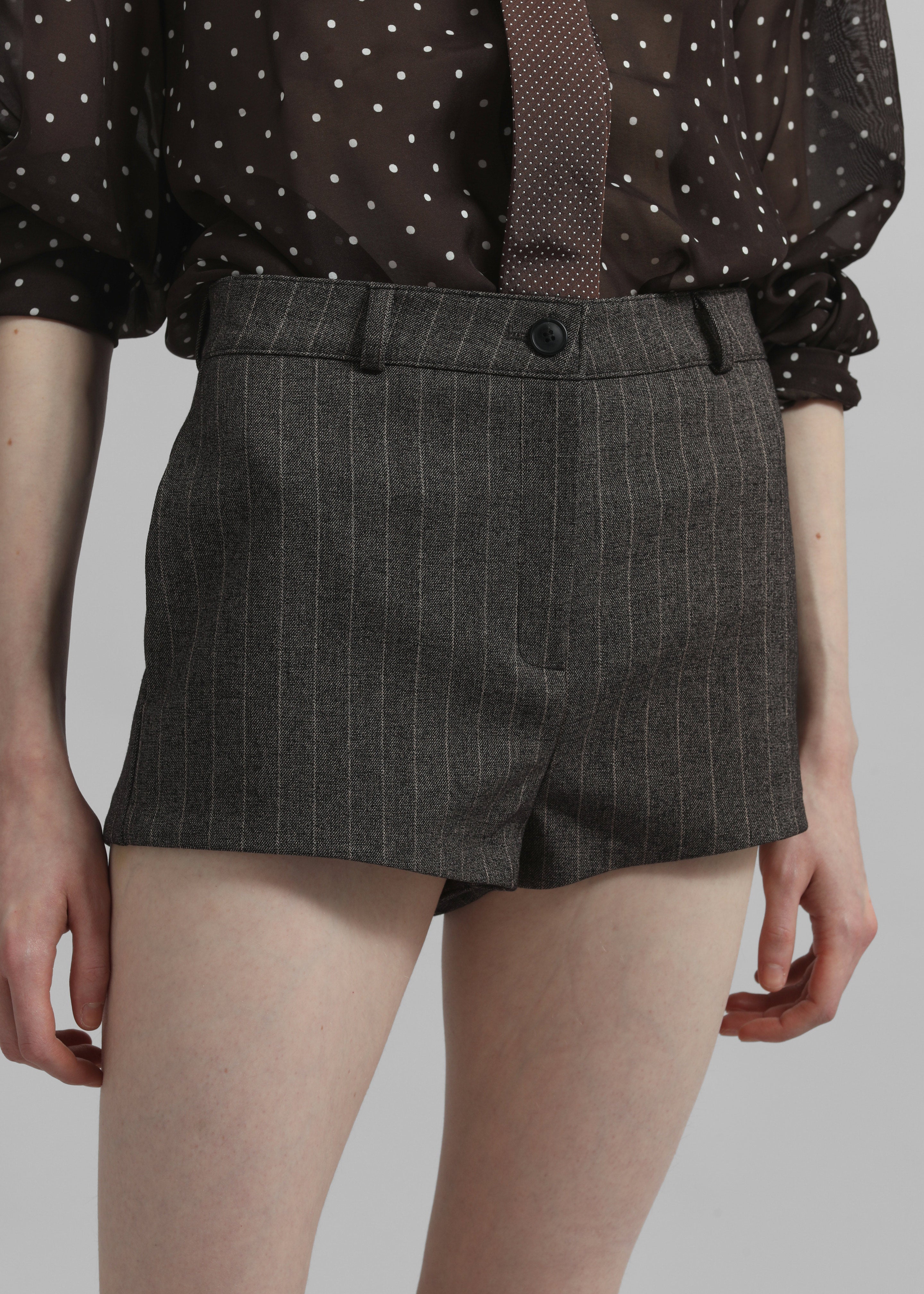 Tenby Striped Hot Pants - Brown Melange - 2