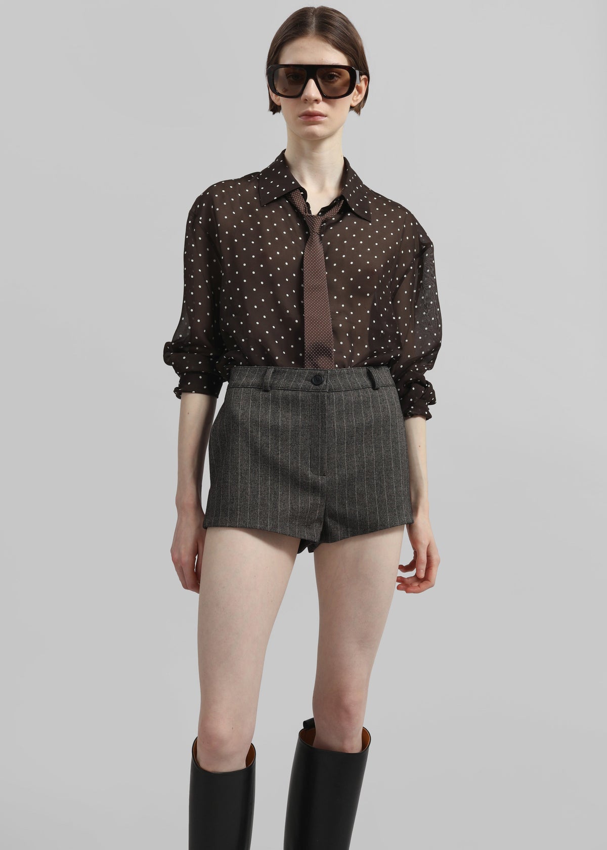 Tenby Striped Hot Pants - Brown Melange - 5
