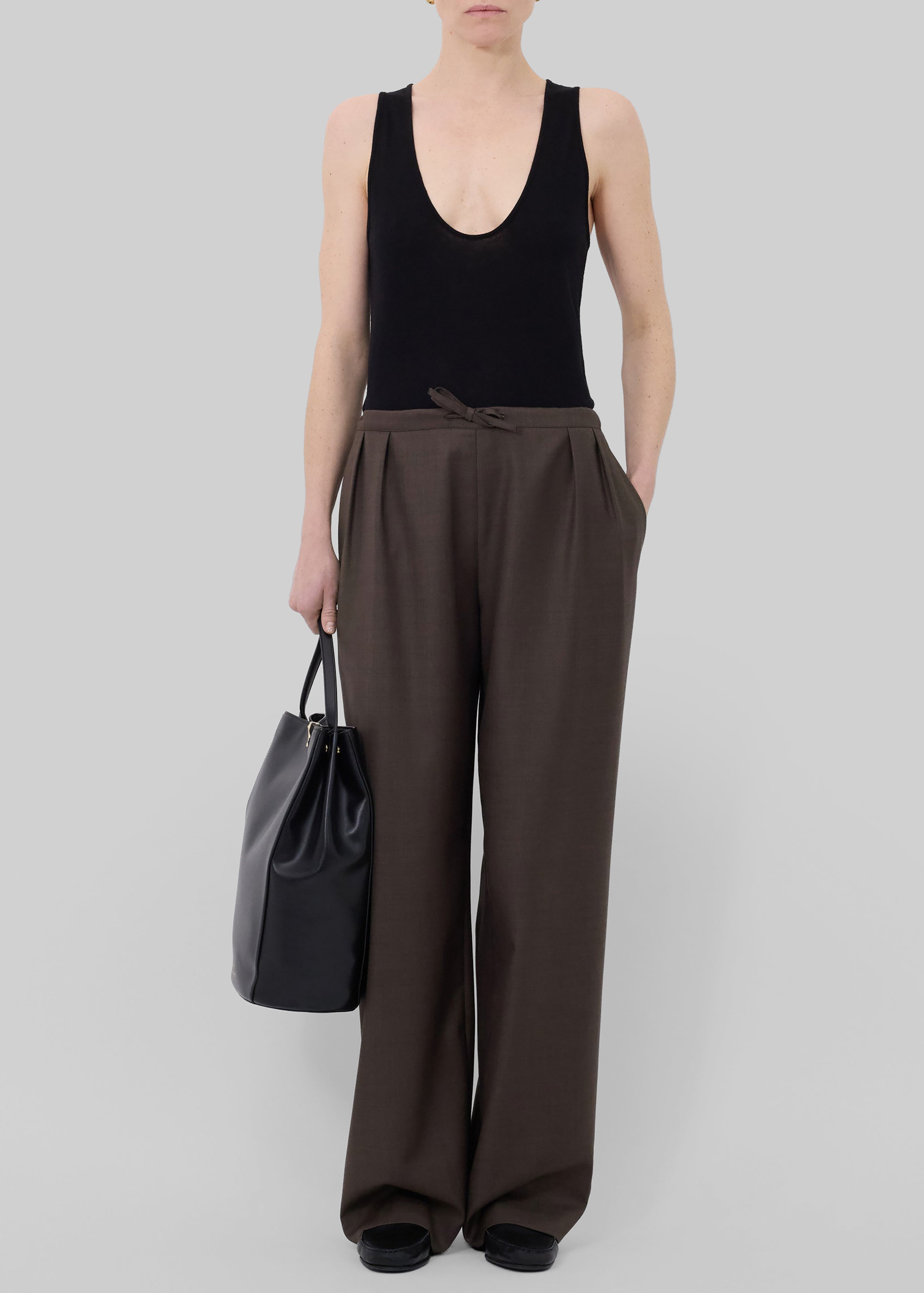 Loulou De Saison Cove Lds Wide Pants - Brown Melange - 3