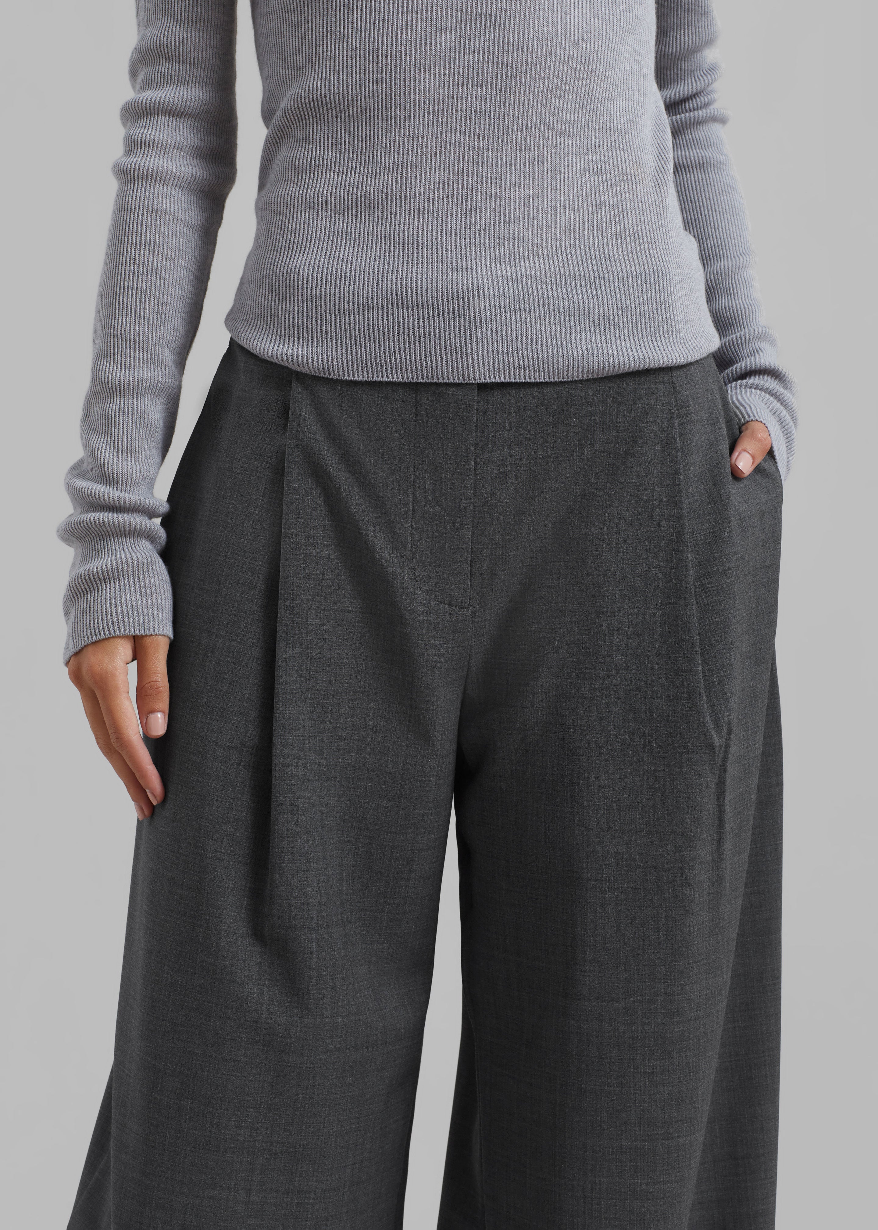 The Garment Pisa Wide Pants - Grey Melange - 6