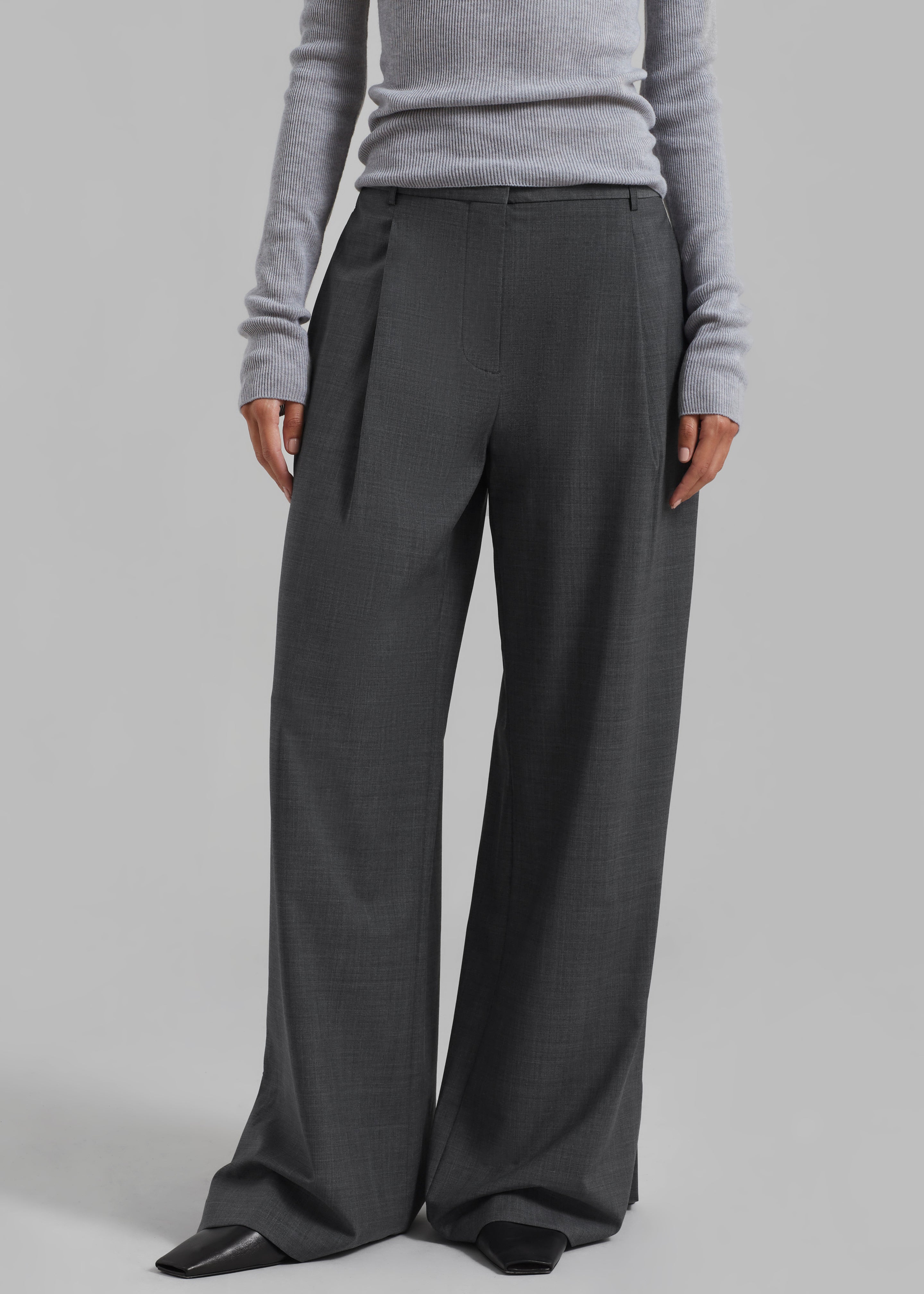 The Garment Pisa Wide Pants - Grey Melange - 4