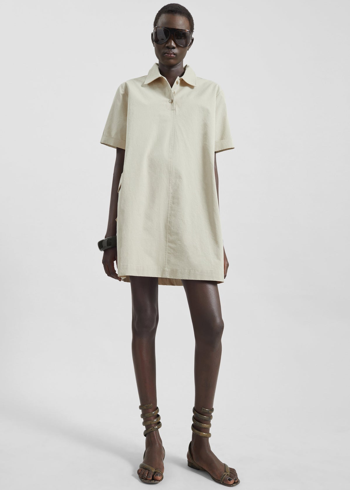 Tilba Polo Mini Dress - Beige - 4