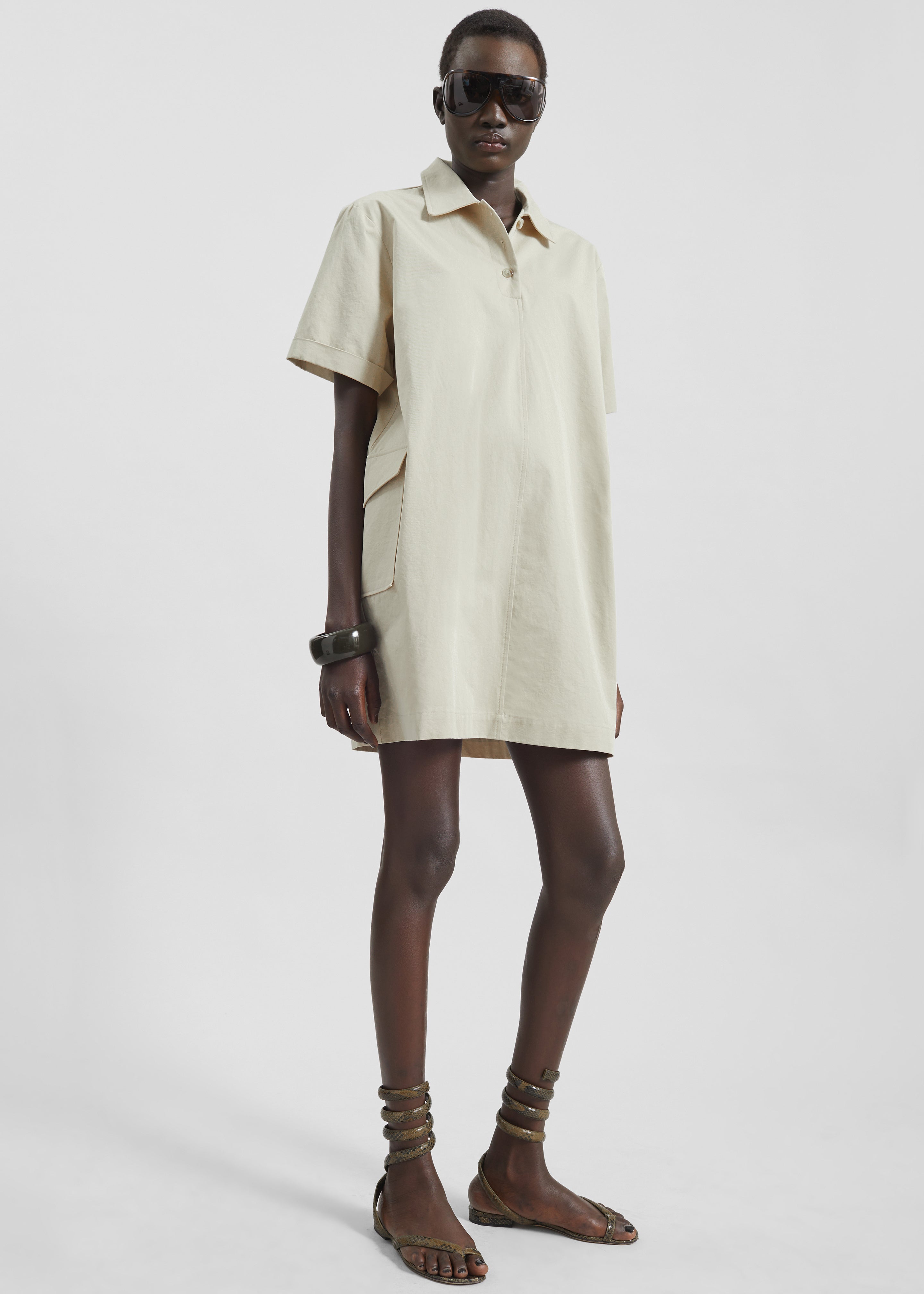 Tilba Polo Mini Dress - Beige - 2