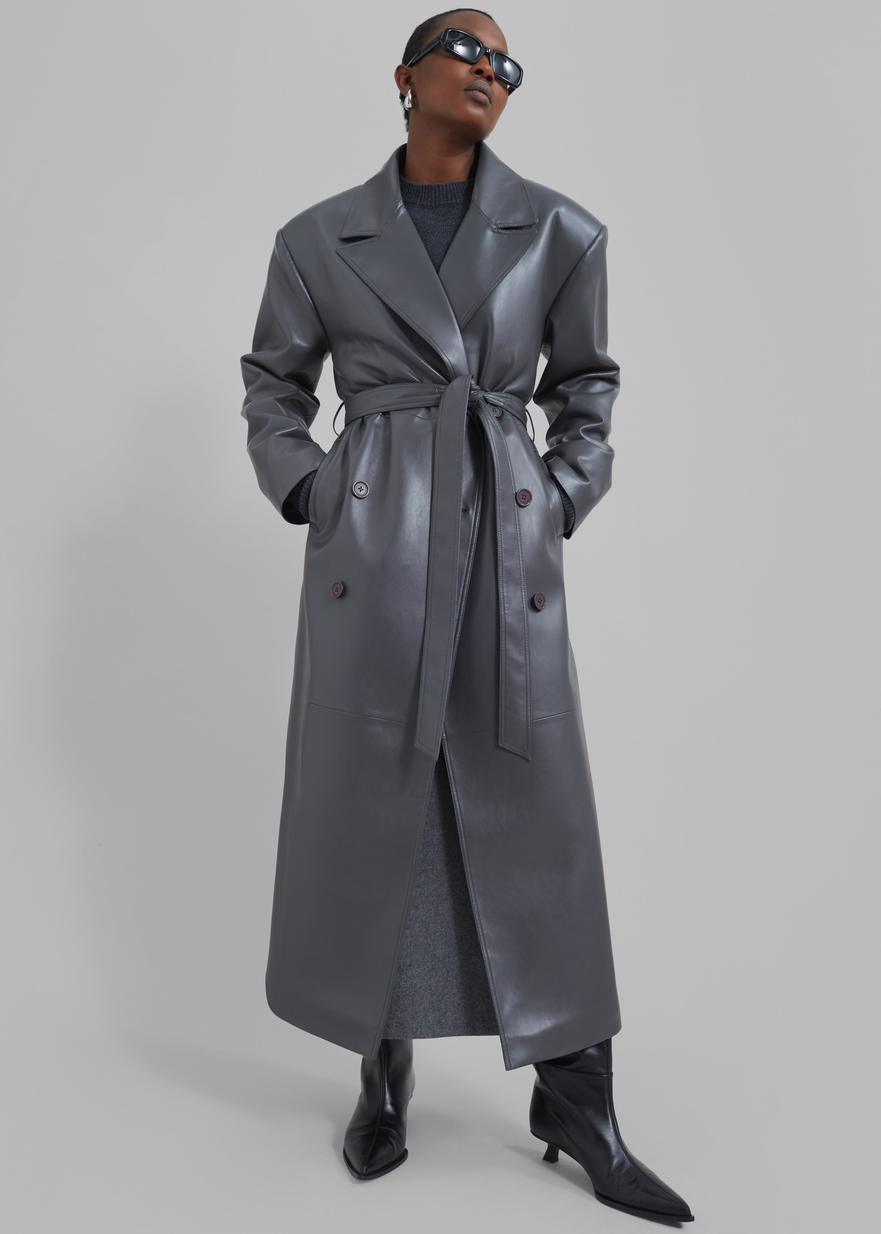 Grey trench best sale