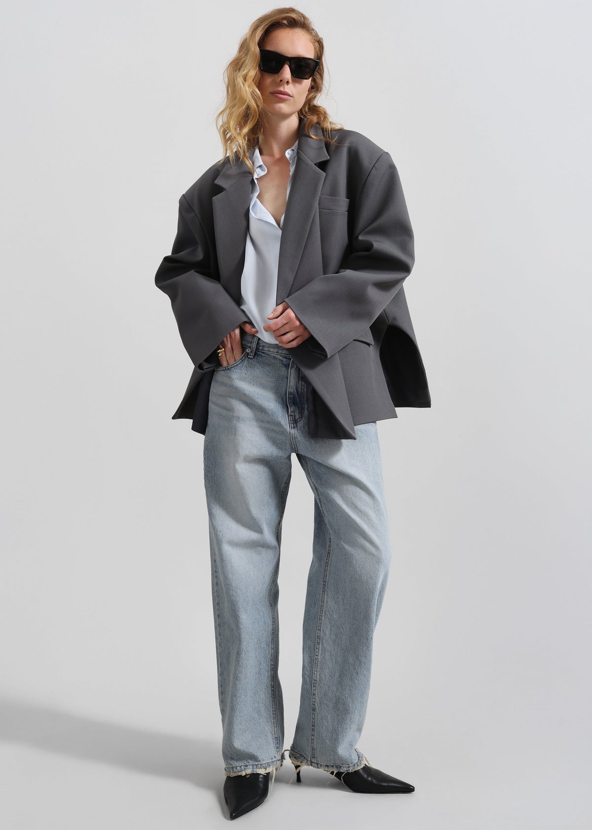 Tolmer Boxy Wrap Blazer - Storm Grey - 2