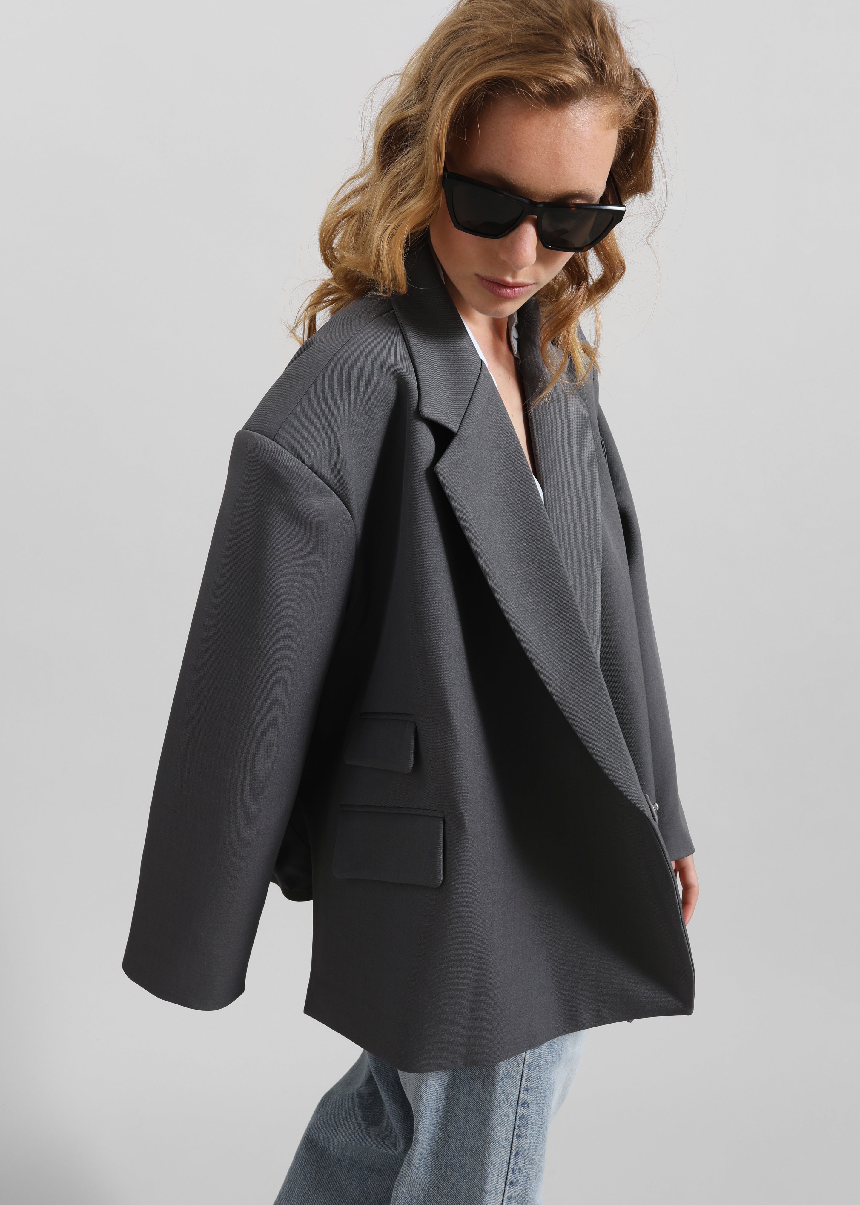 Tolmer Boxy Wrap Blazer - Storm Grey - 3