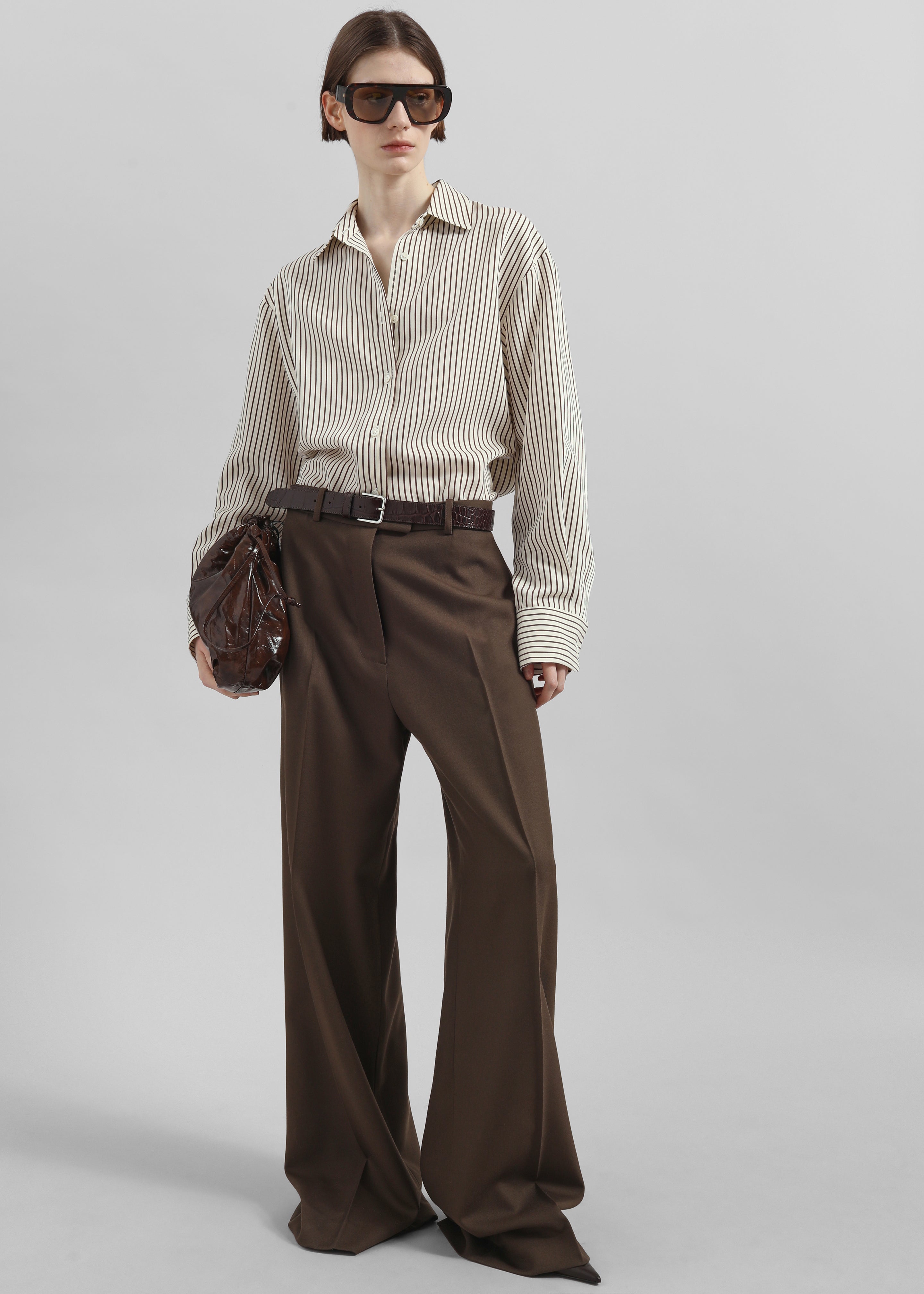 Toni Croc Patent Leather Belt - Brown/Silver - 3