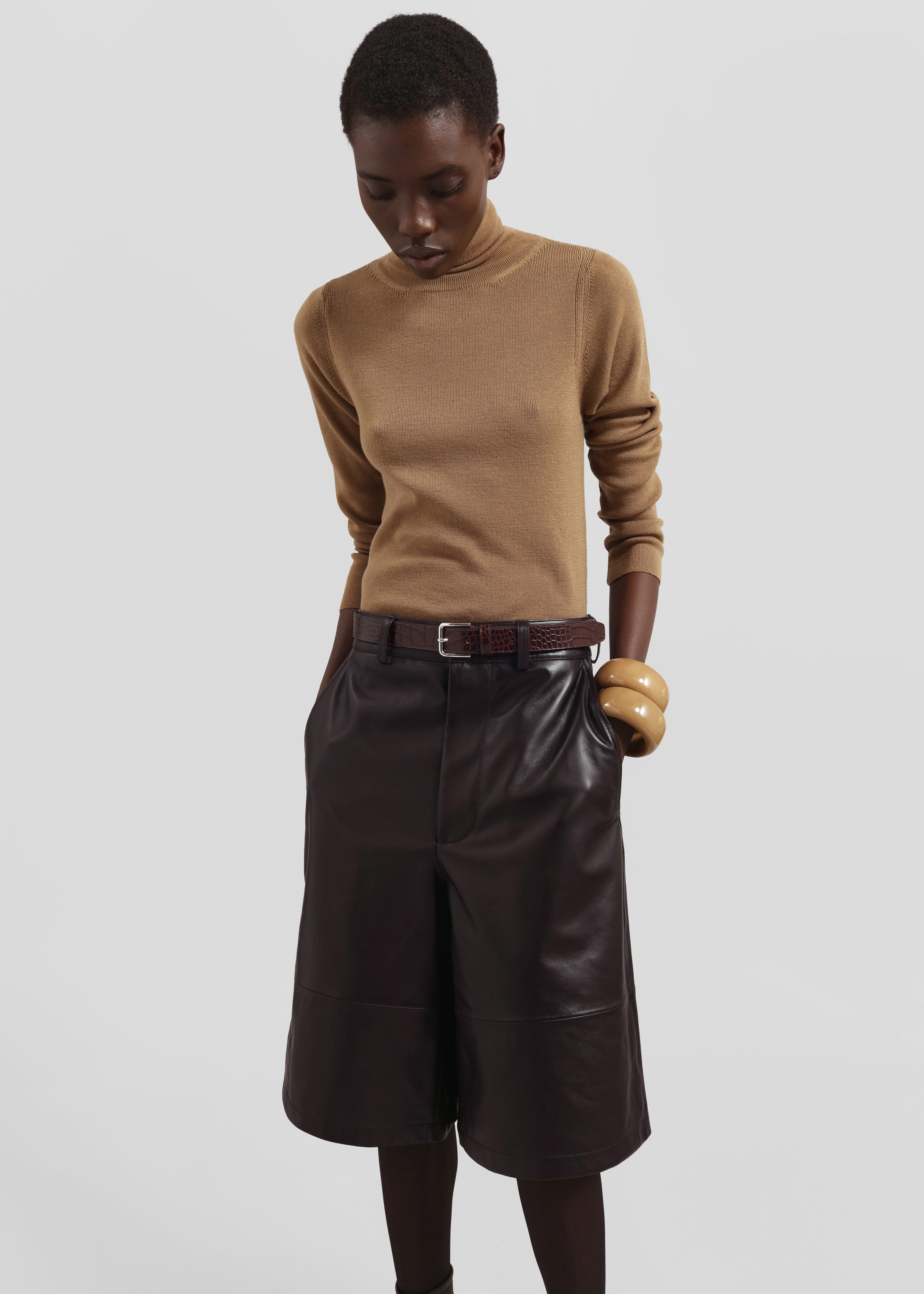Toni Croc Patent Leather Belt - Brown/Silver - 4