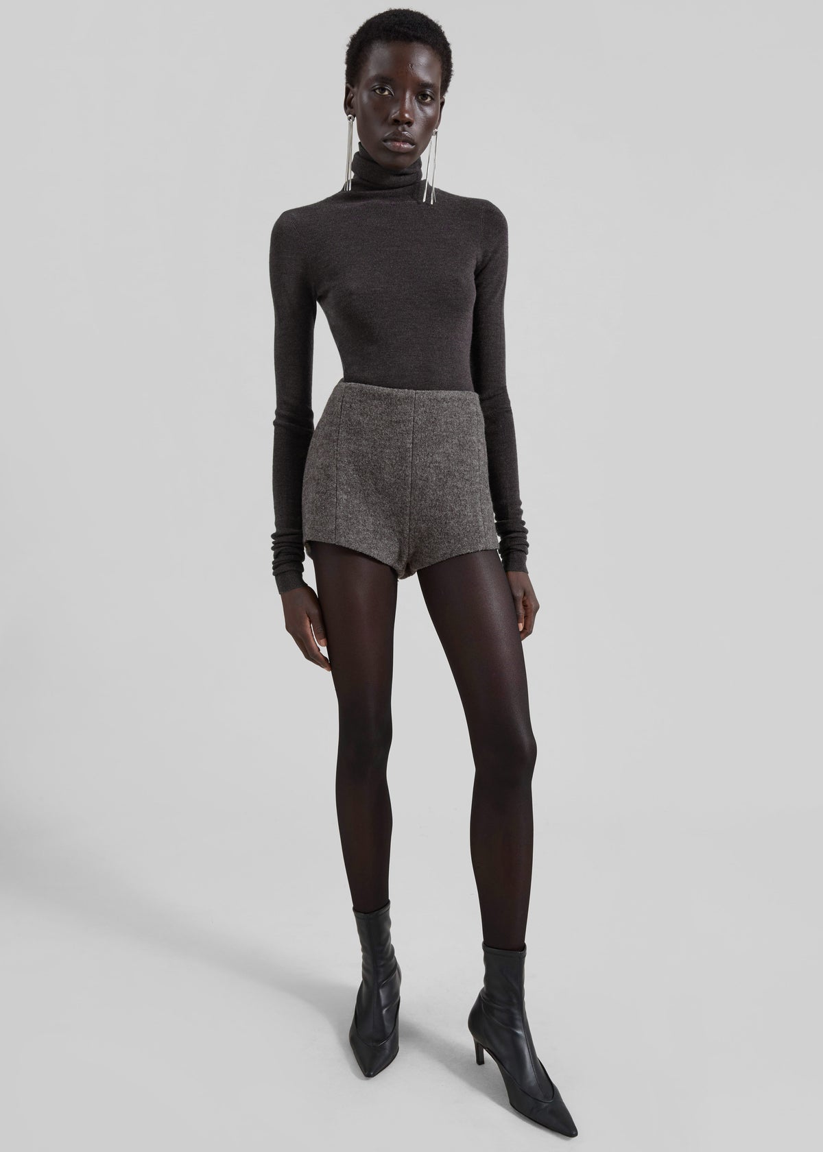 Utica Thin Turtleneck Sweater - Dark Grey Melange - 5