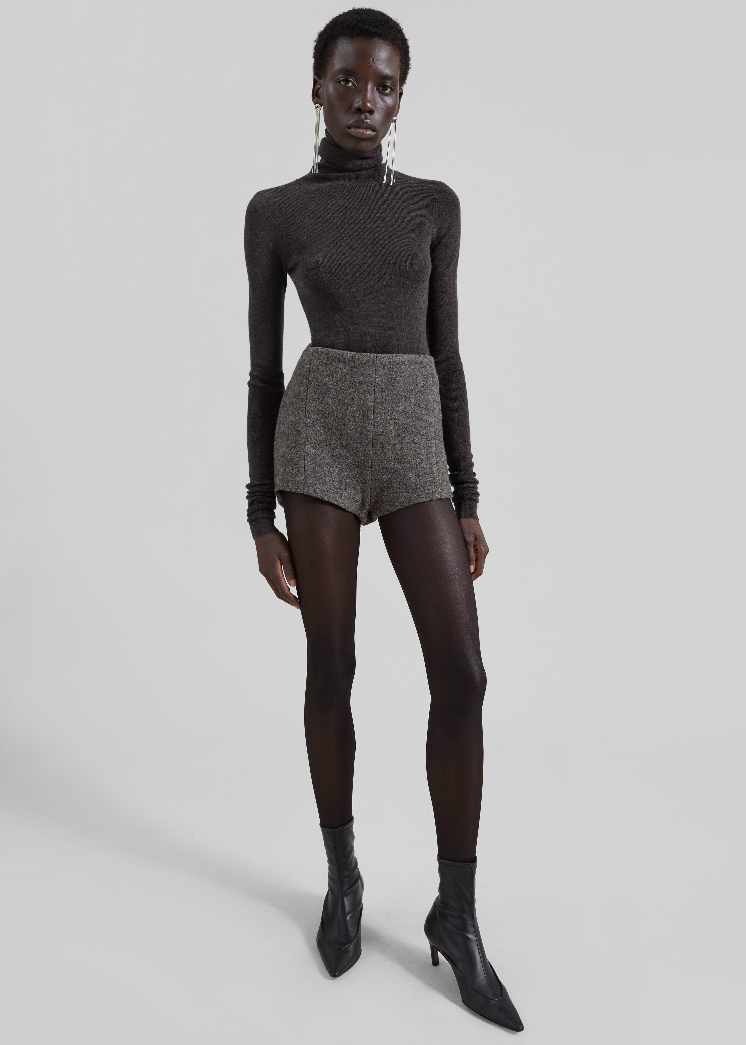 Utica Thin Turtleneck Sweater - Dark Grey Melange - 5