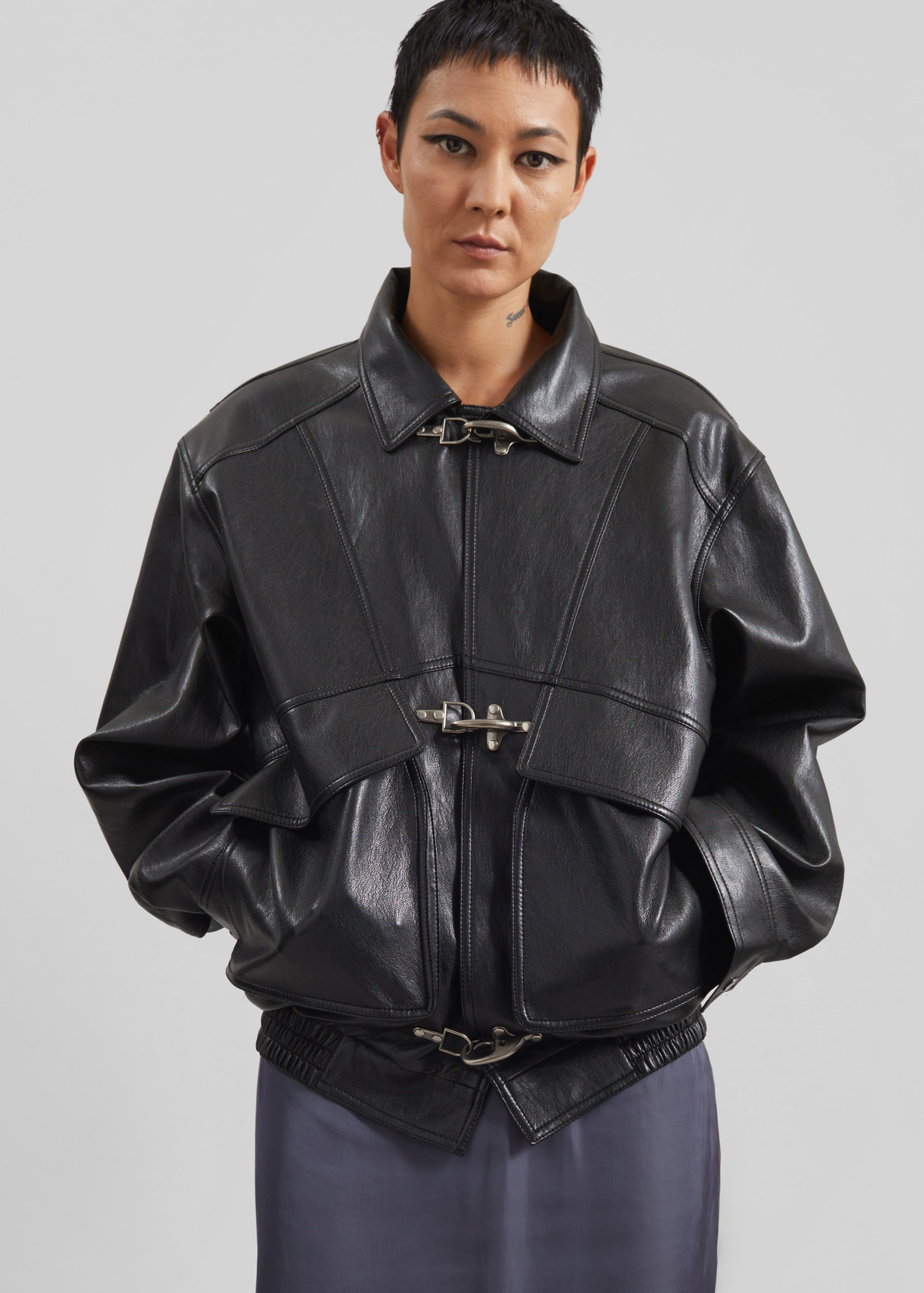 Utrecht Faux Leather Buckle Jacket - Black - 4