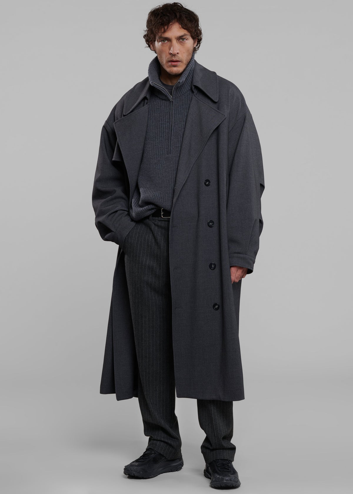 Mason Wool Trousers - Dark Grey/White Pinstripe - 7