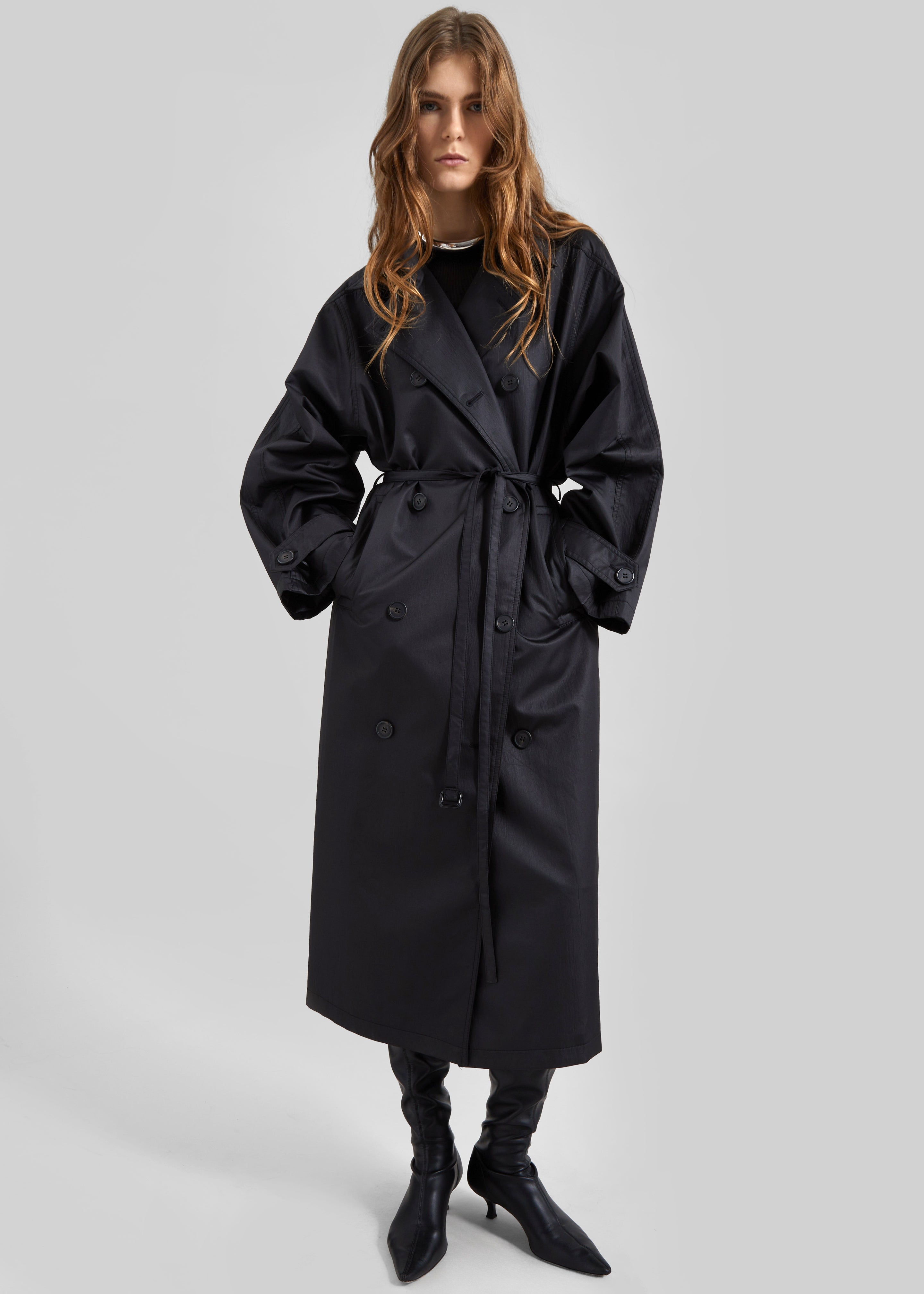 Valence Textured Trench Coat - Black – The Frankie Shop Europe