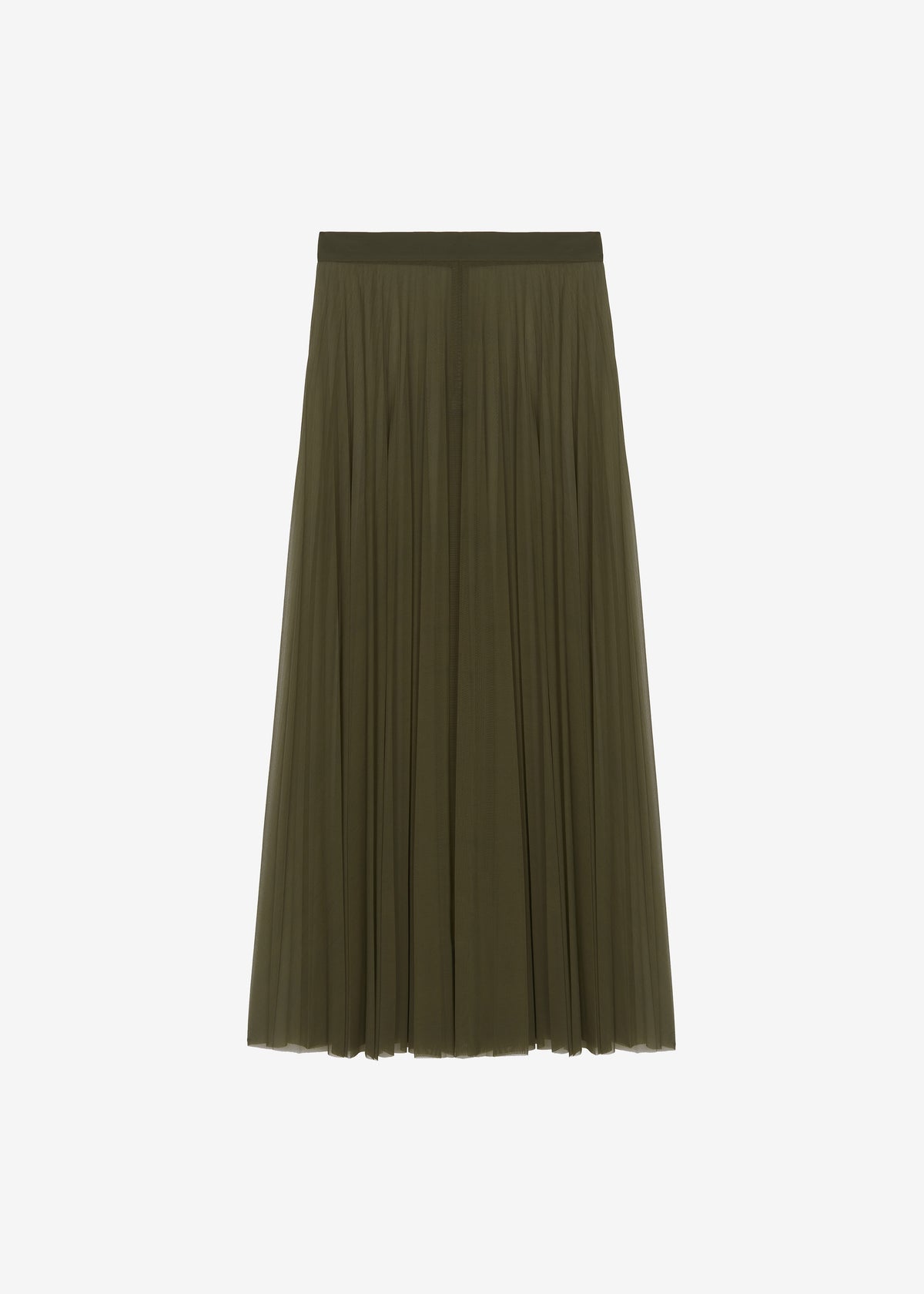 Vallen Pleated Mesh Maxi Skirt - Khaki - 11