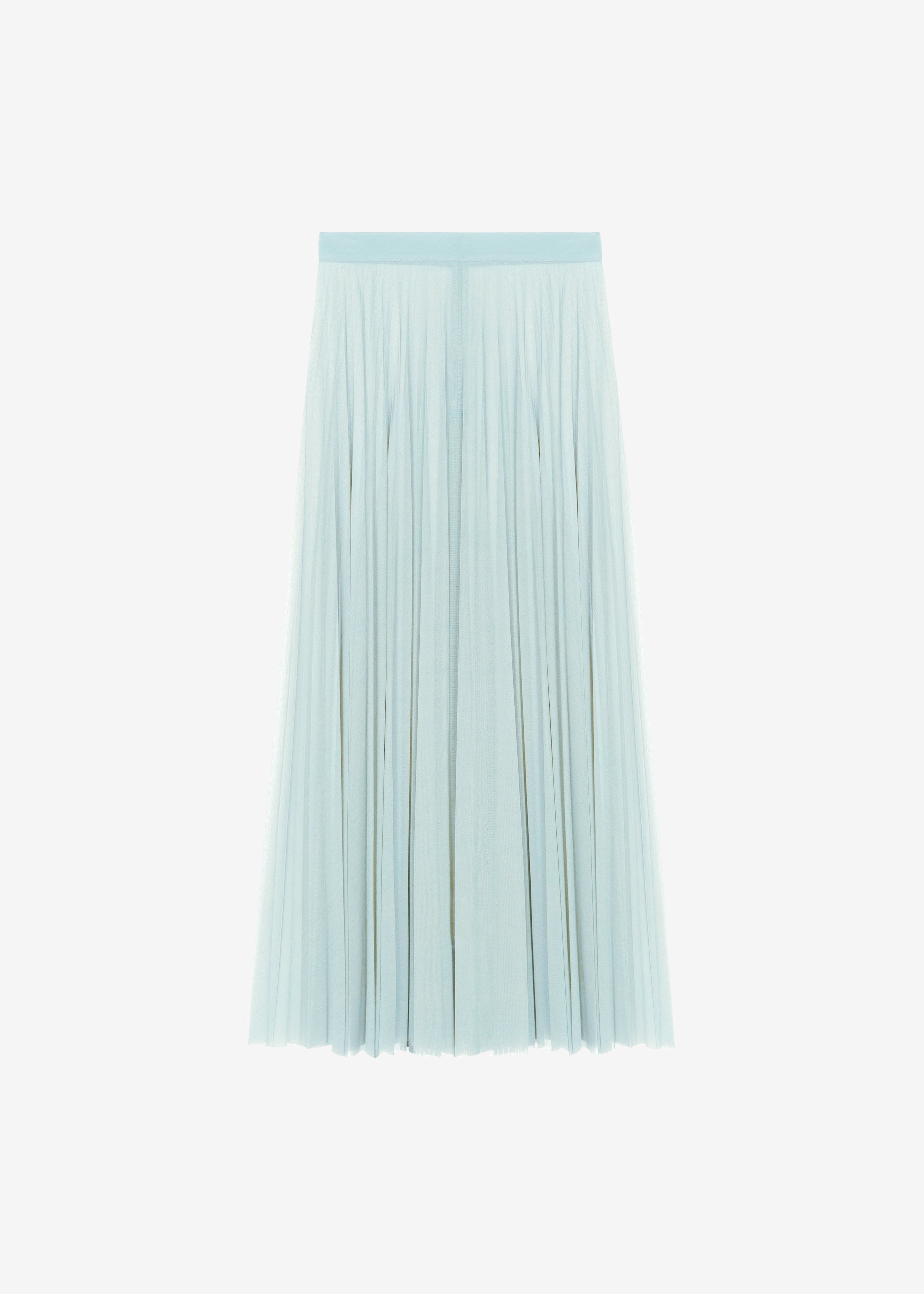 Vallen Pleated Mesh Maxi Skirt - Mint - 9