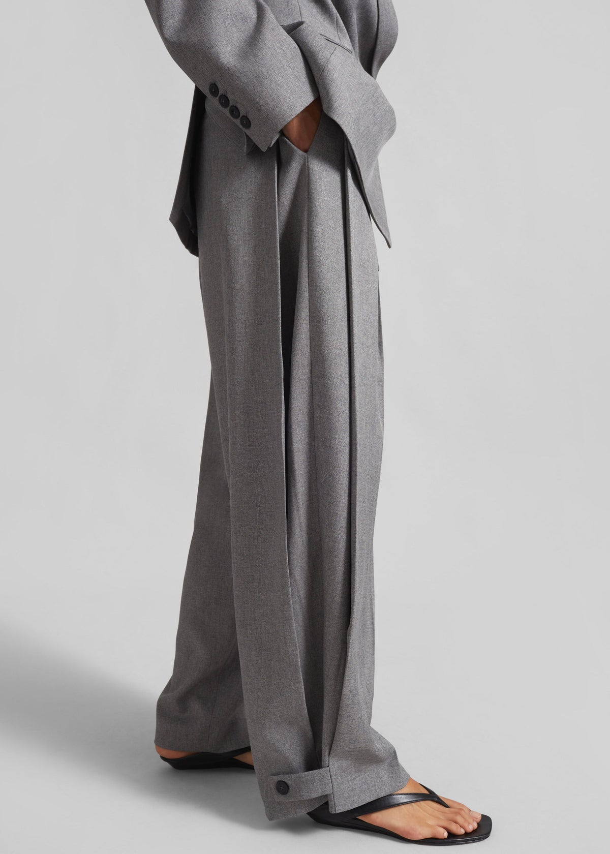 Vallsta Tailored Trousers - Grey Melange - 4
