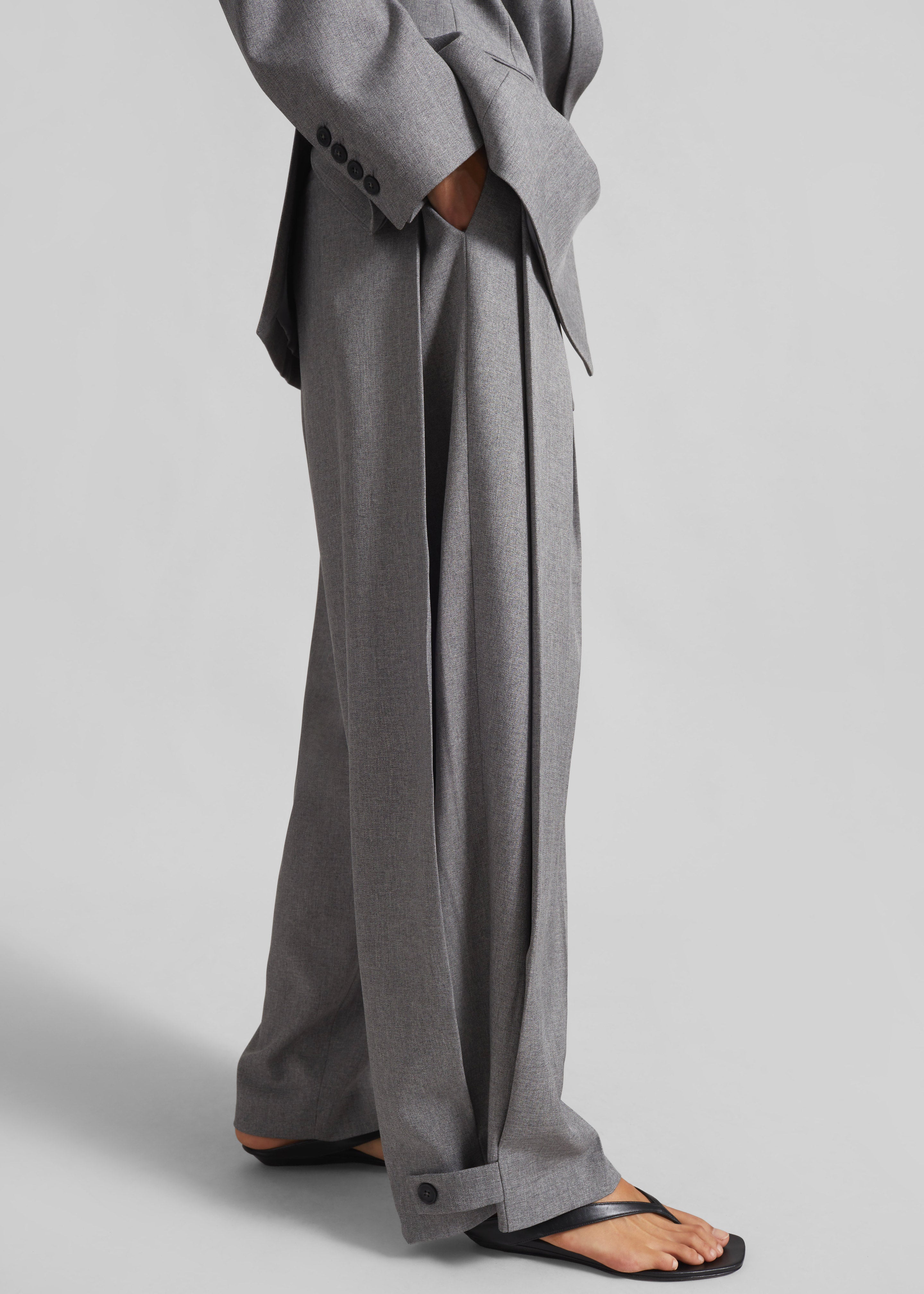 Vallsta Tailored Trousers - Grey Melange - 4