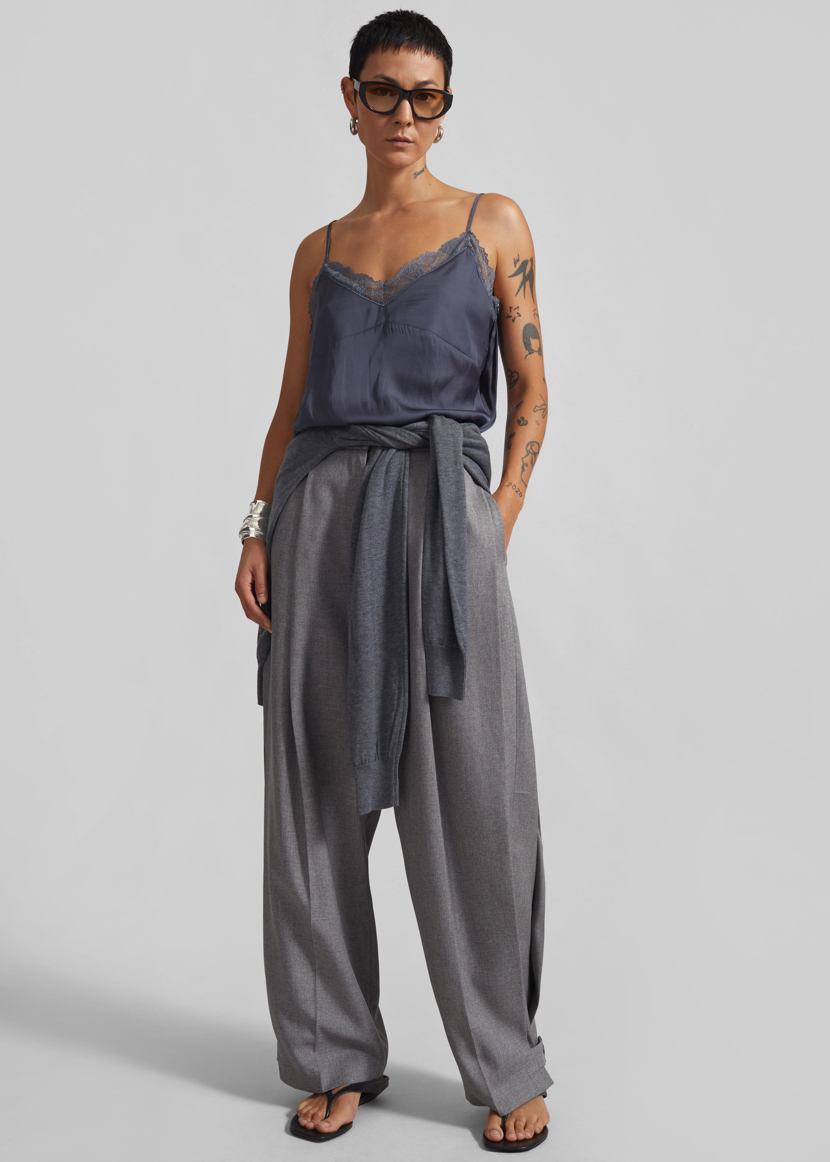 Vallsta Tailored Trousers - Grey Melange - 1