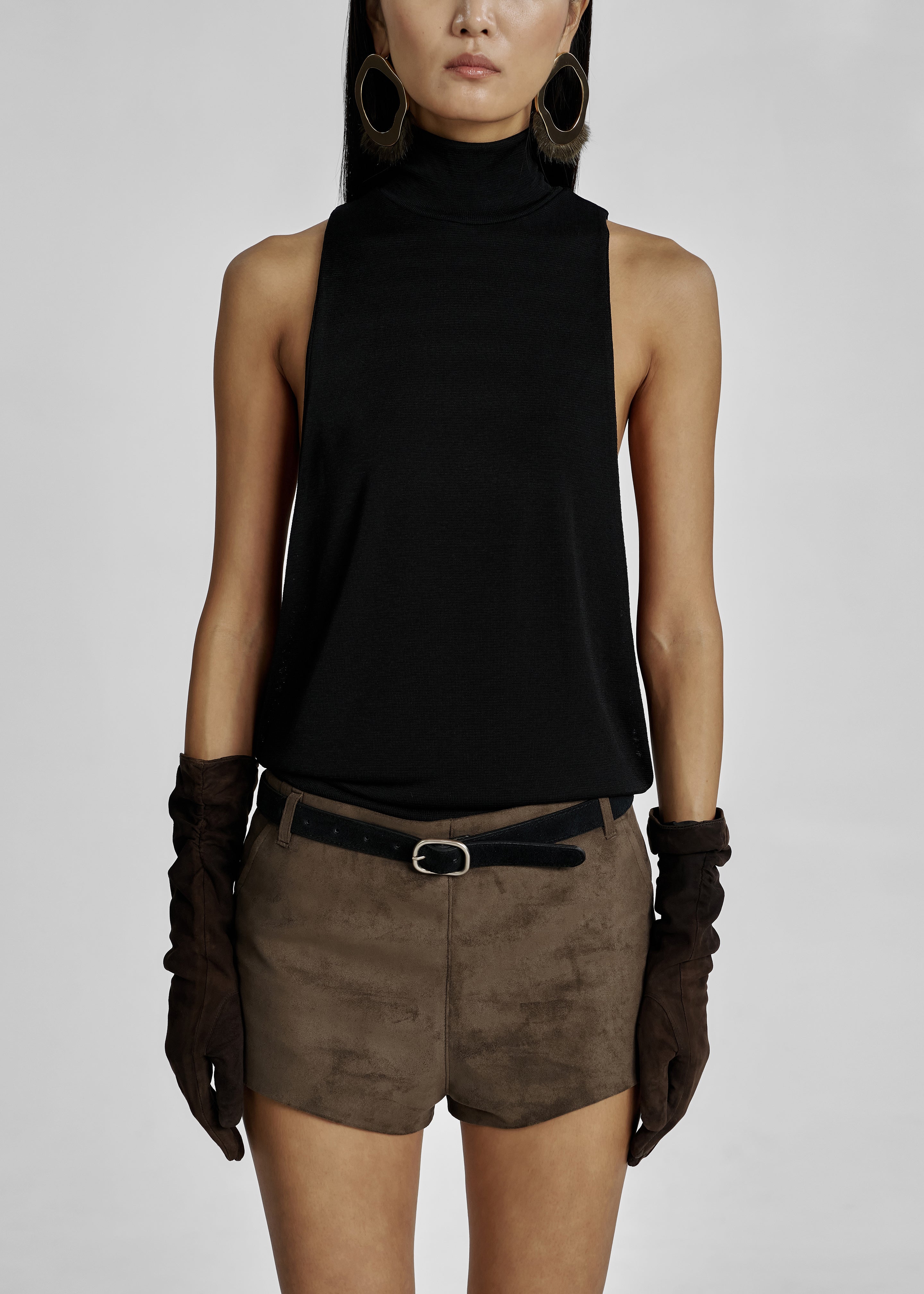 Valmere Faux Suede Hot Pants - Brown - 3