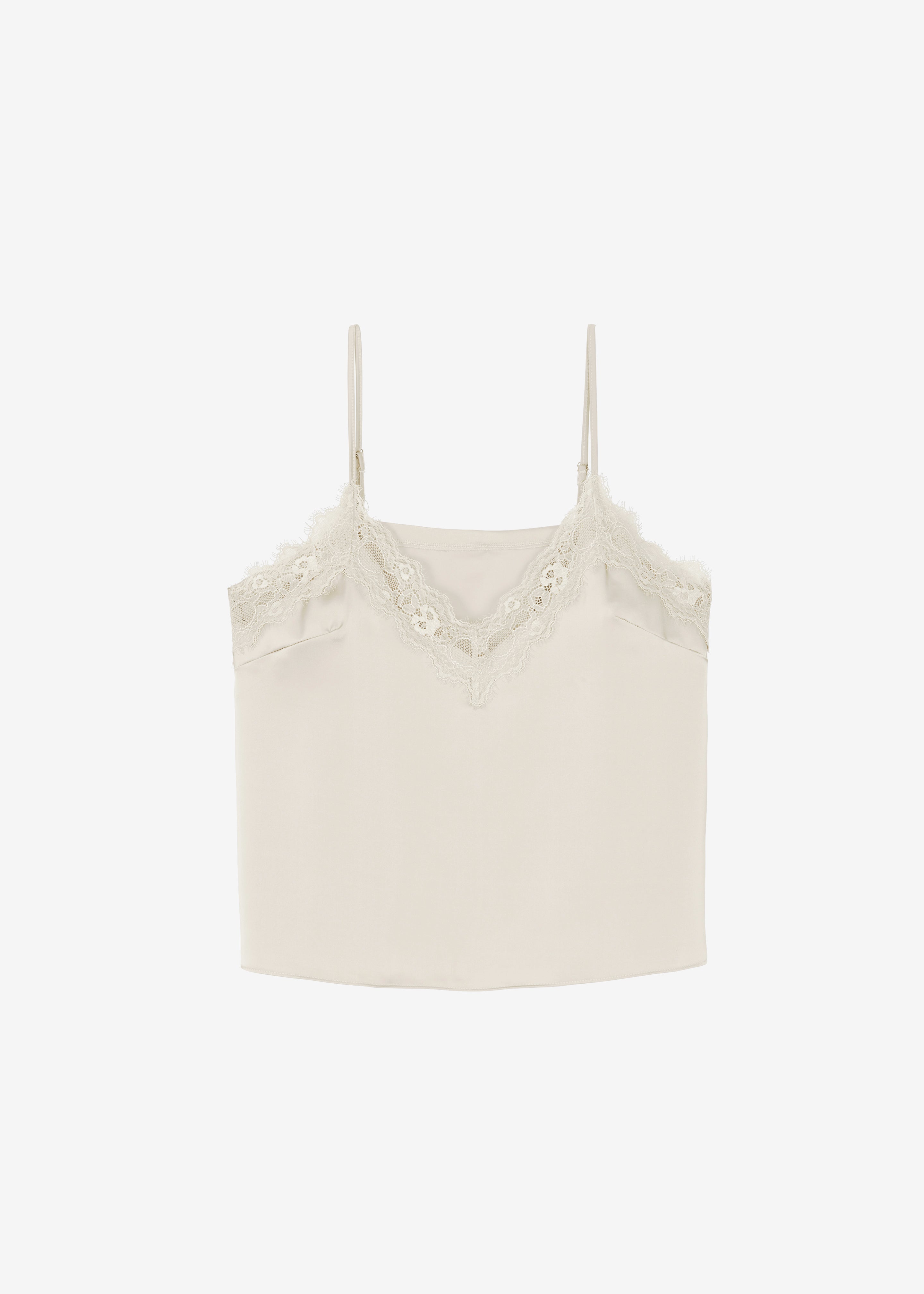Varnell Satin Lace Top - Beige - 8