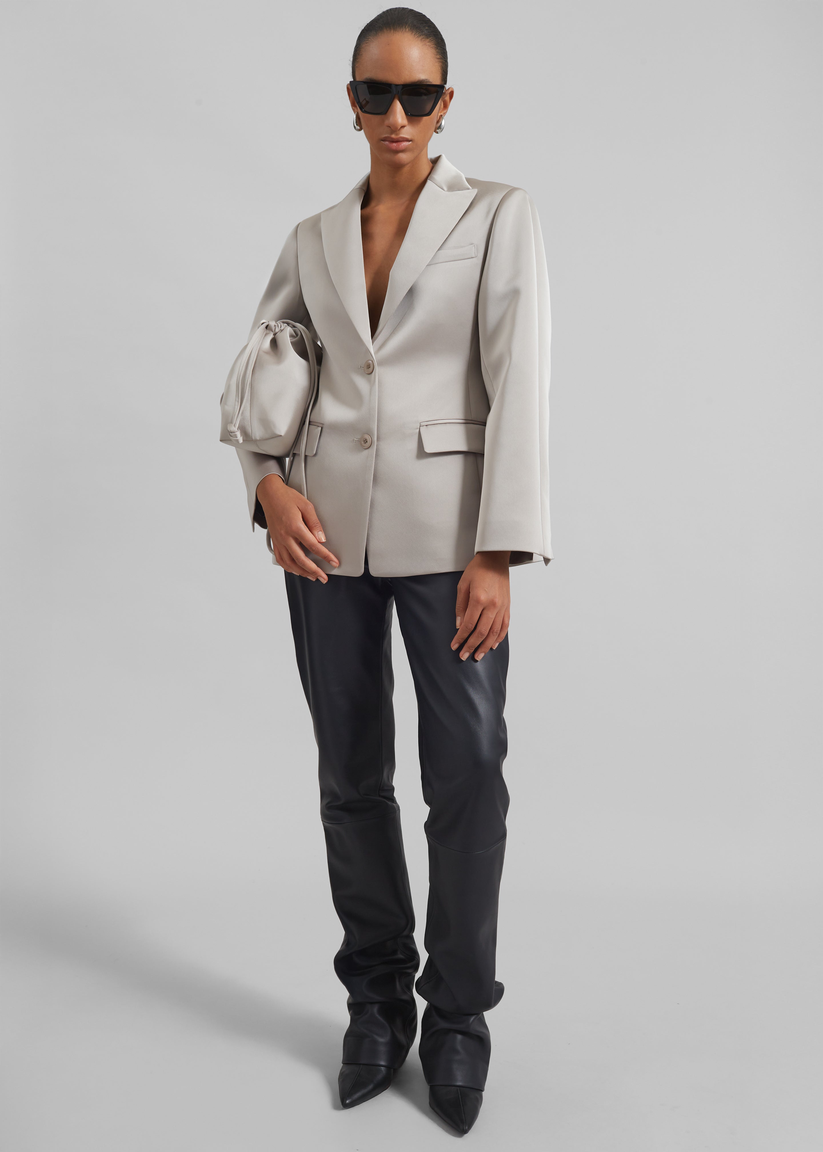 Velora Satin Pouch - Light Taupe - 5