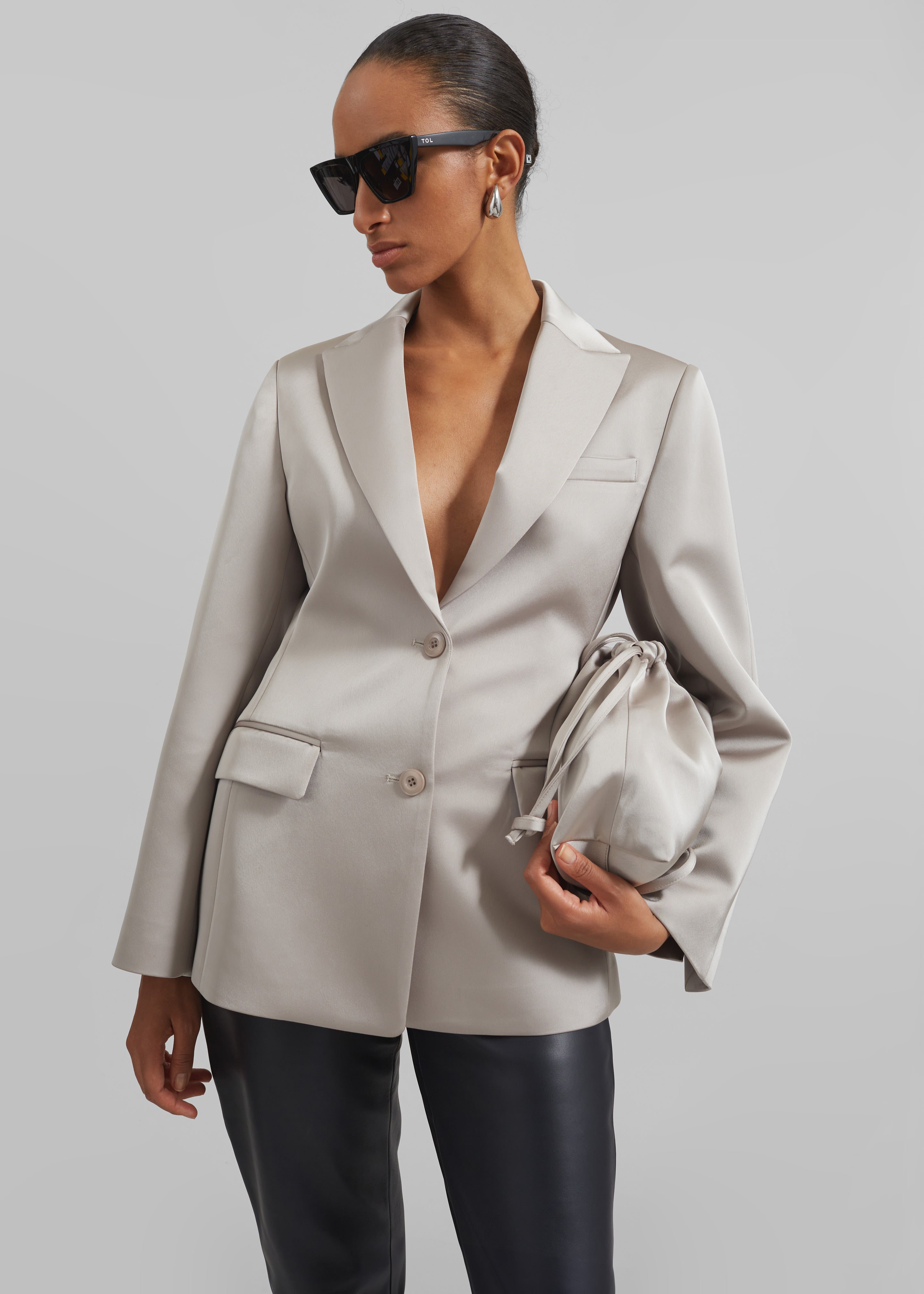 Velora Satin Pouch - Light Taupe - 6