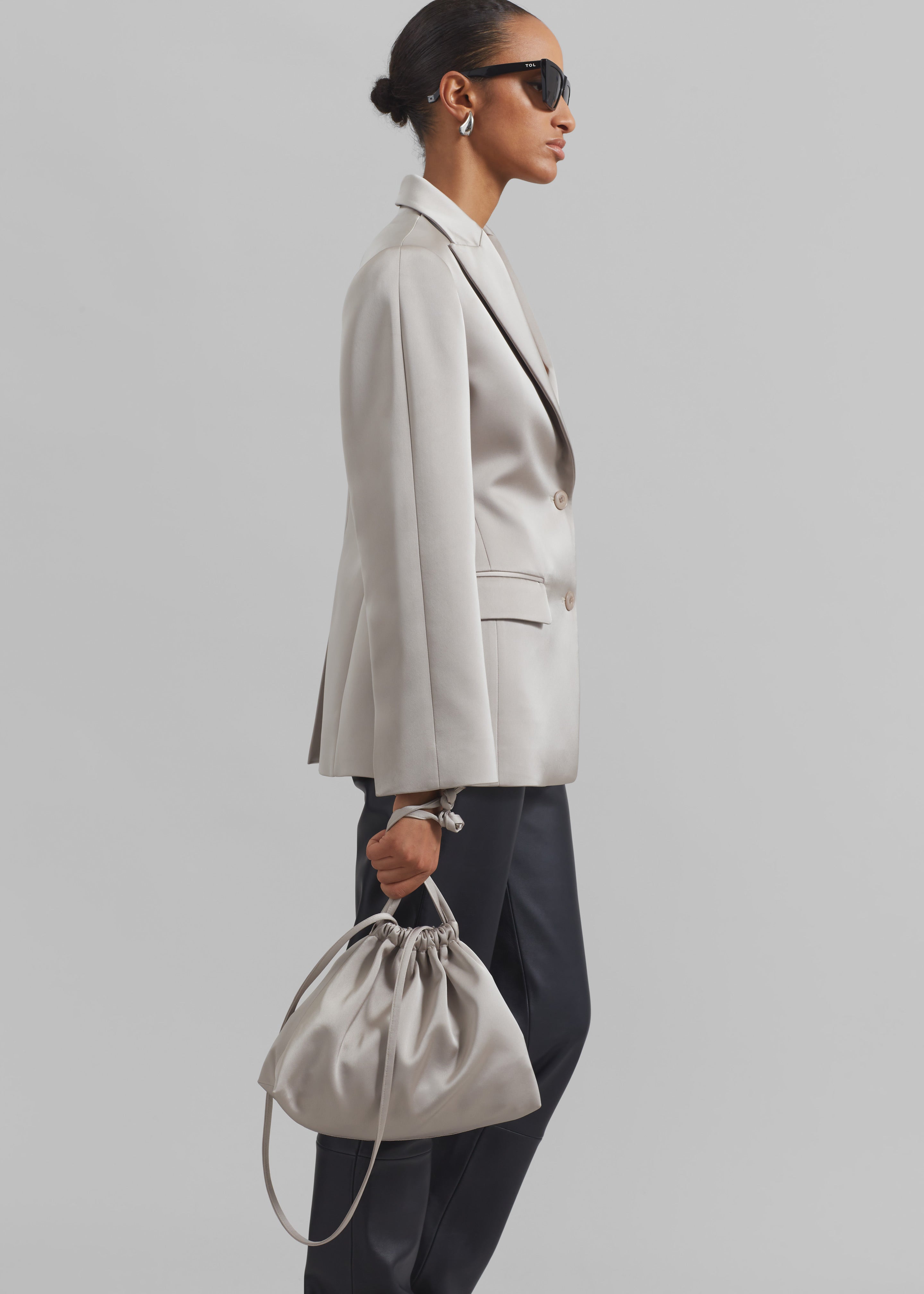 Velora Satin Pouch - Light Taupe - 3