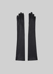 Veneto Long Leather Gloves - Black