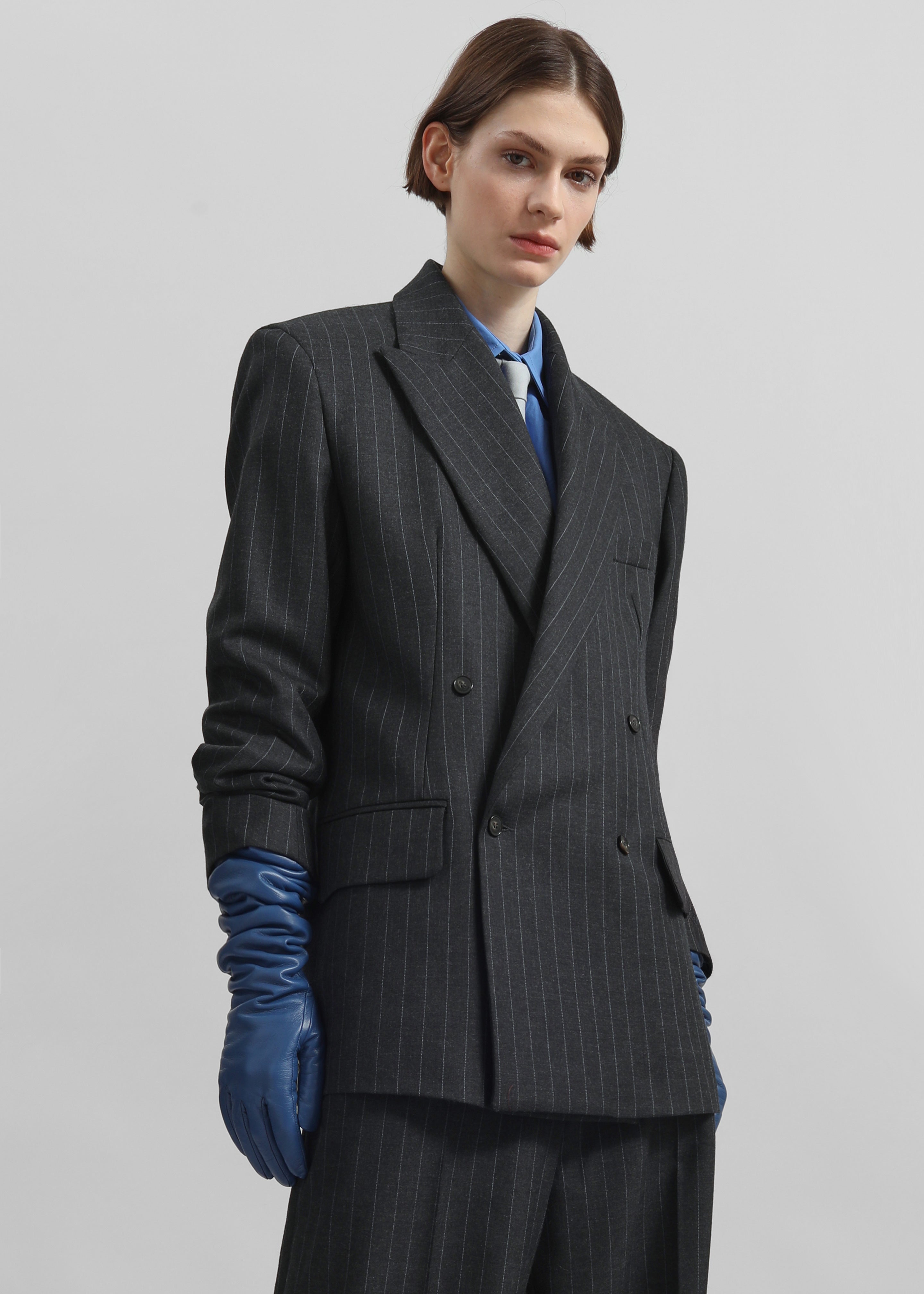 Veneto Long Leather Gloves - Cobalt - 3