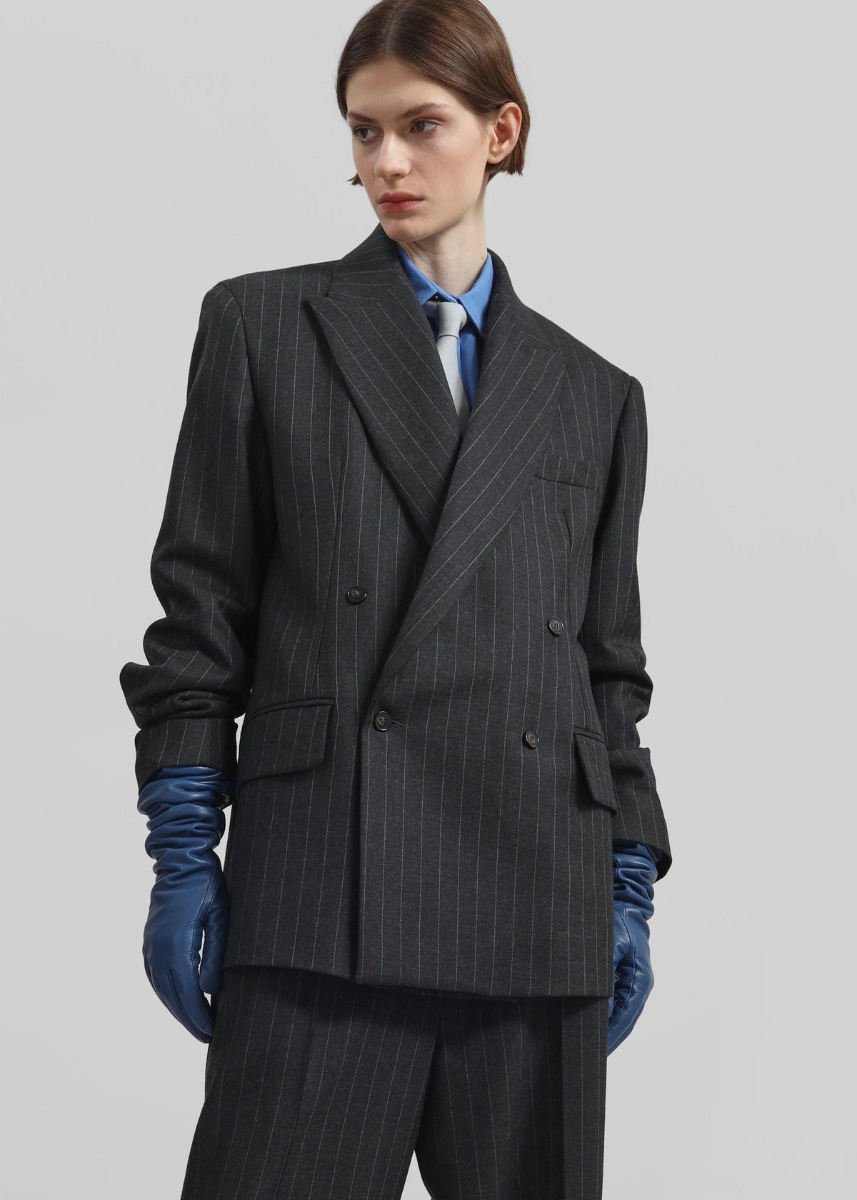 Veneto Long Leather Gloves - Cobalt - 1