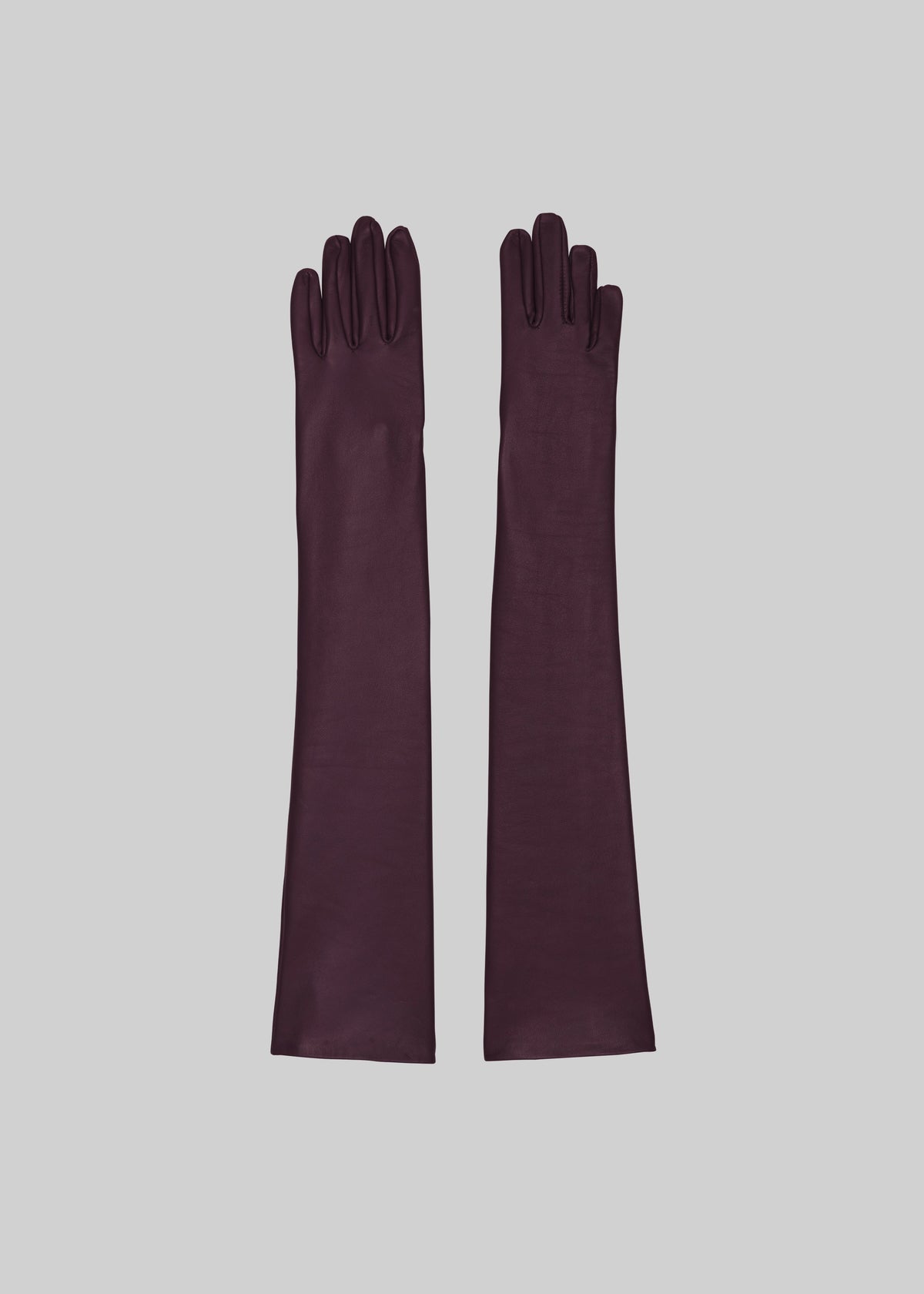Veneto Long Leather Gloves - Dark Plum - 2