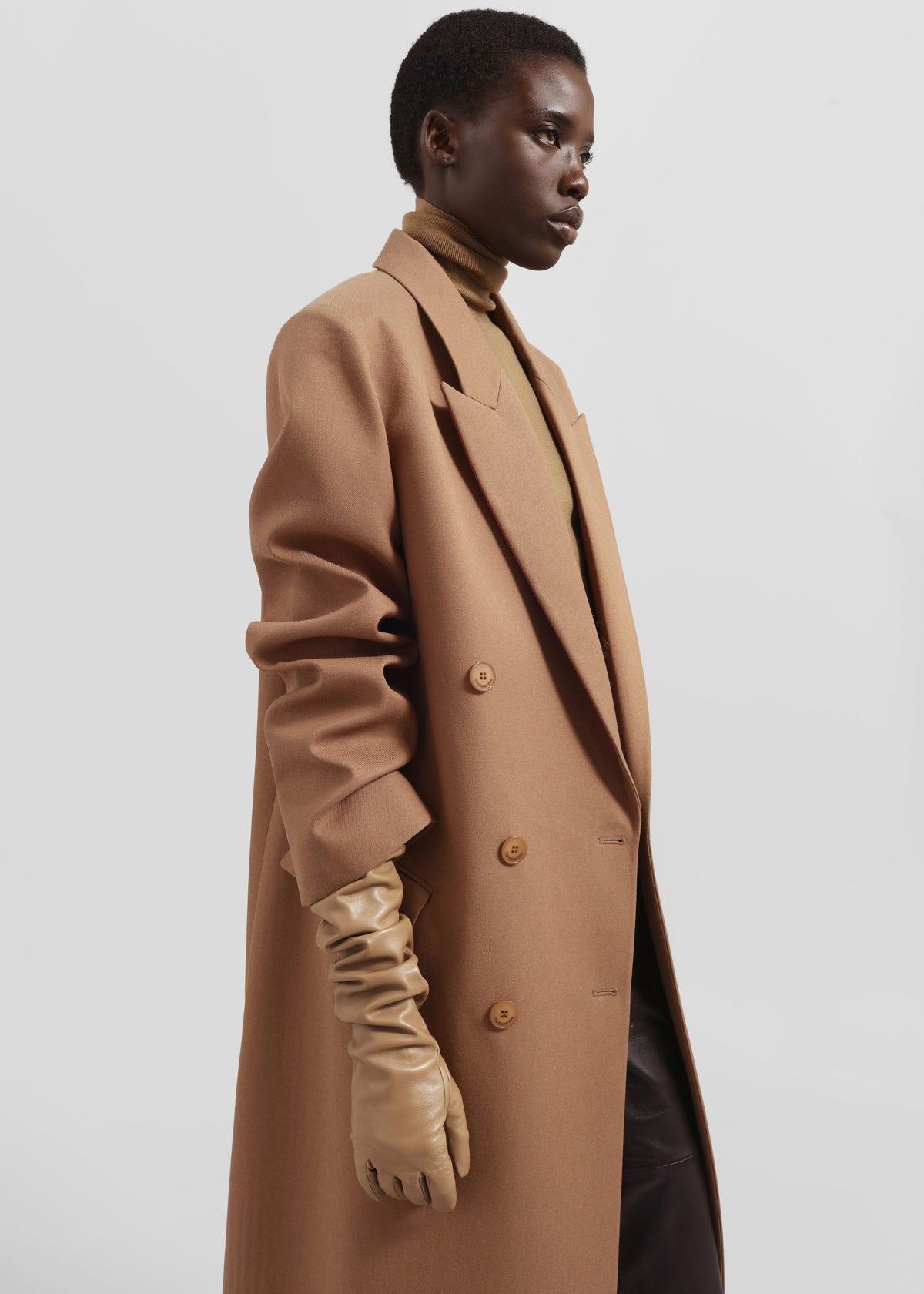 Veneto Long Leather Gloves - Oat - 4