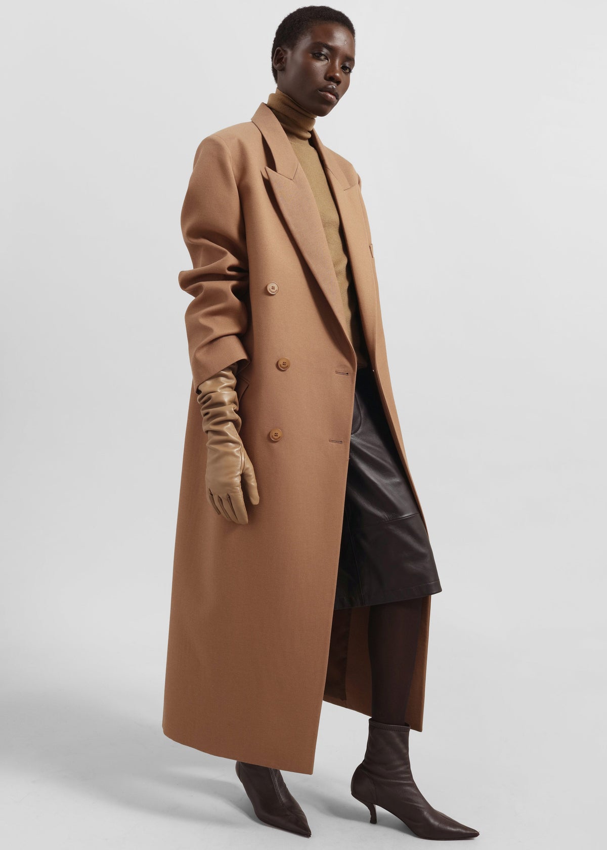 Veneto Long Leather Gloves - Oat - 3