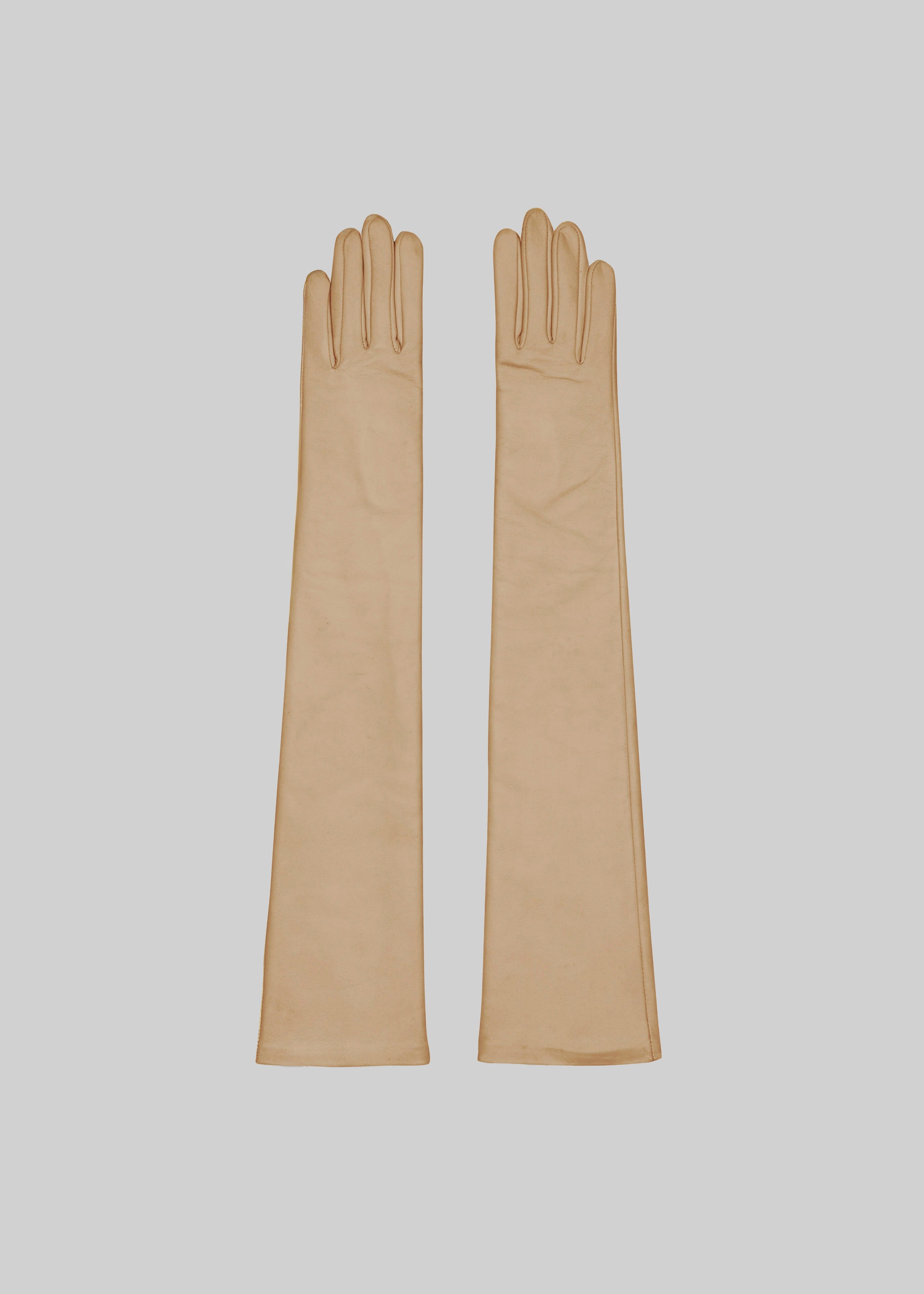 Veneto Long Leather Gloves - Oat - 2