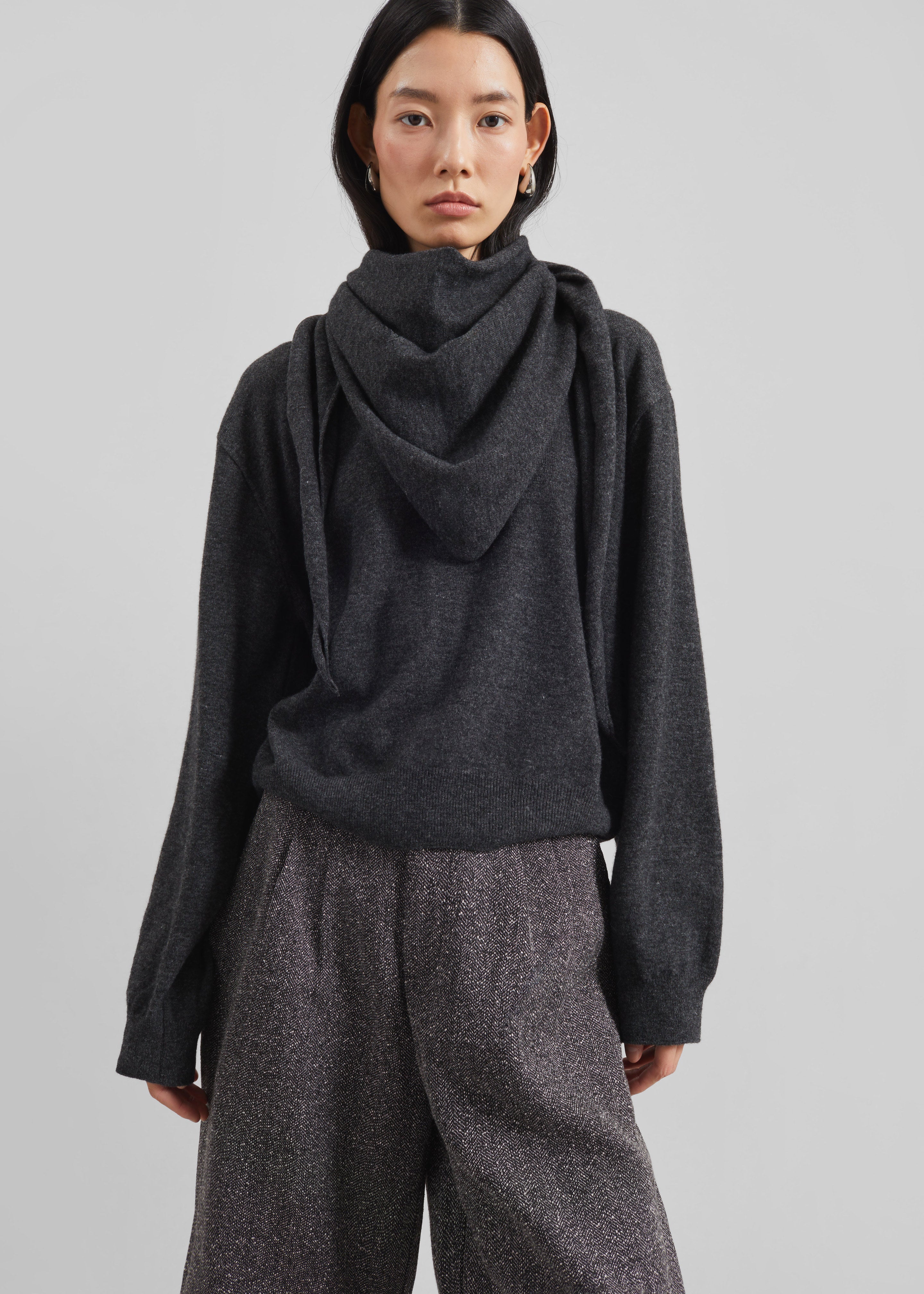 Vermont Scarf Sweater - Charcoal - 3